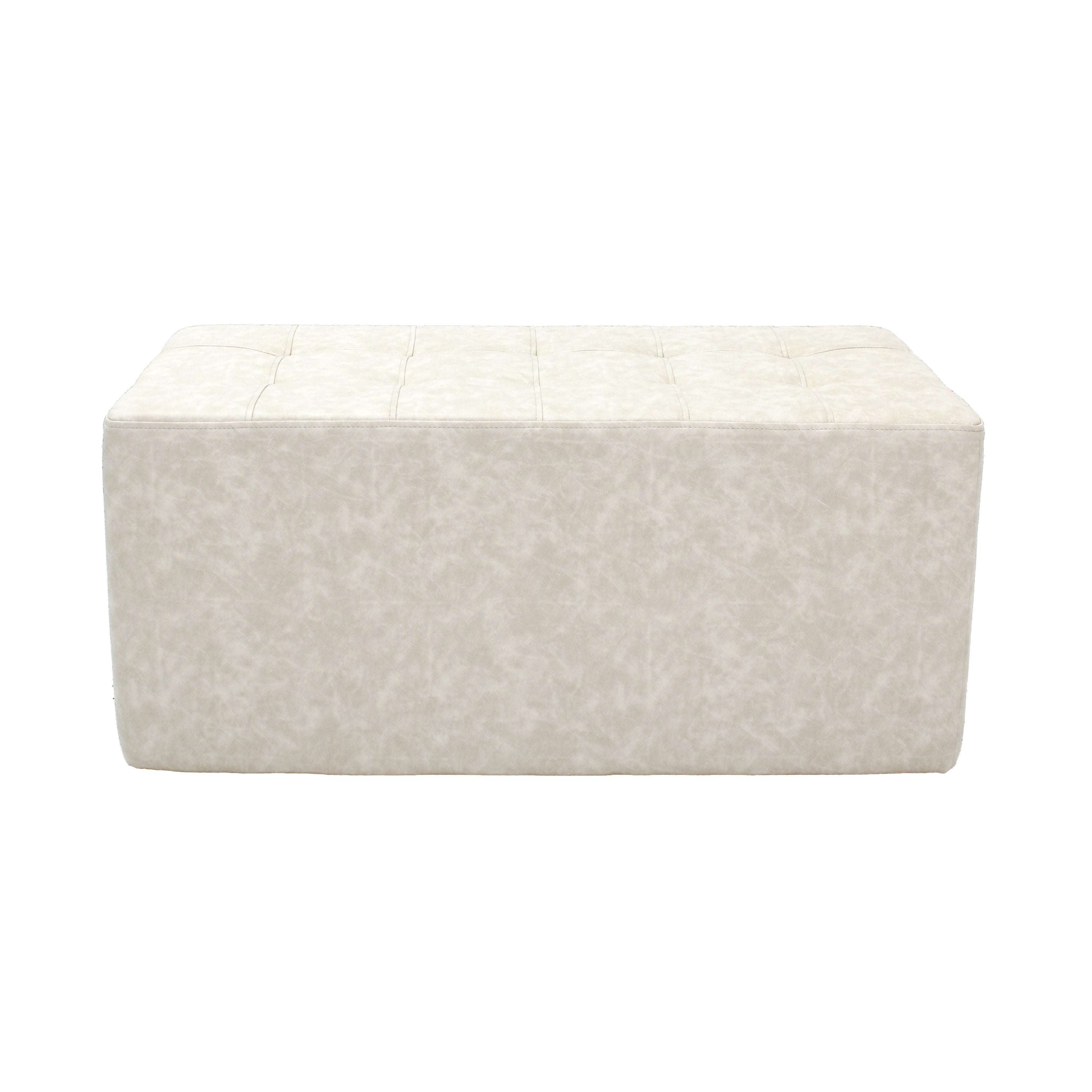 Rustic Tufted Rectangle Ottoman 16" Height - Almond