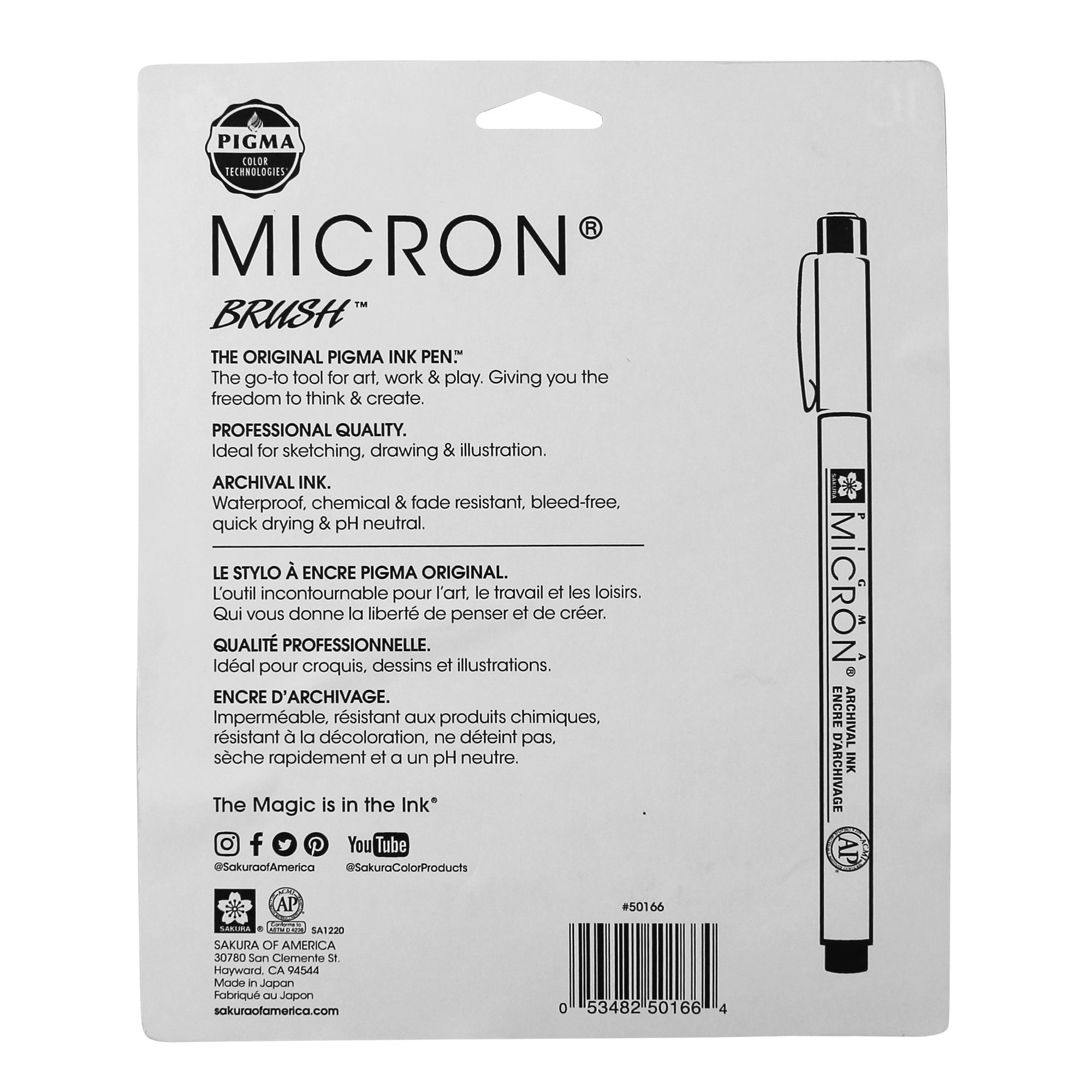 Pigma Micron Pens, Black & Grays, Assorted Sizes, 10-Piece Set, Blister Card
