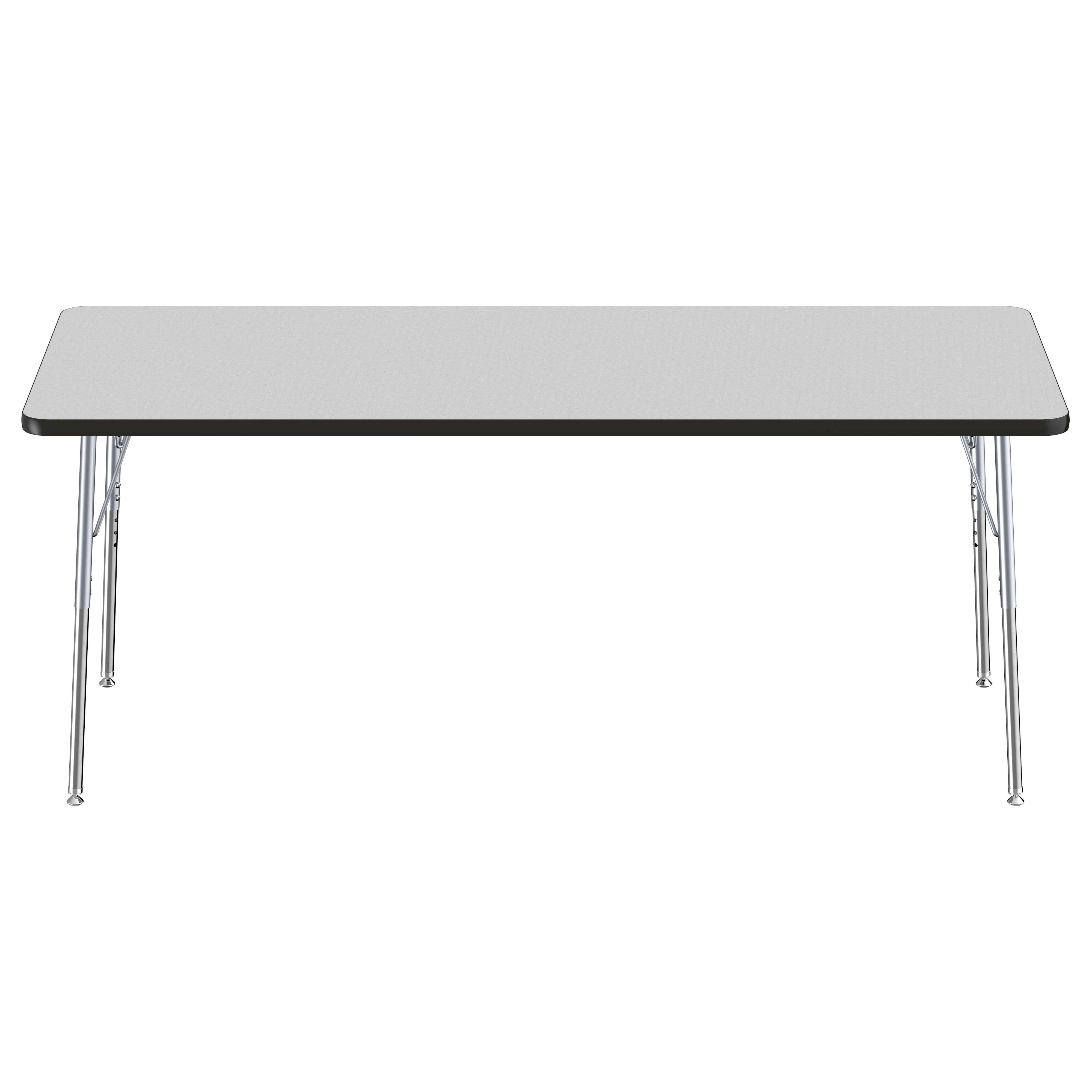 30" x 72" Rectangle T-Molding Activity Table with Adjustable Standard Swivel Glide Legs - Gray/Black/Silver