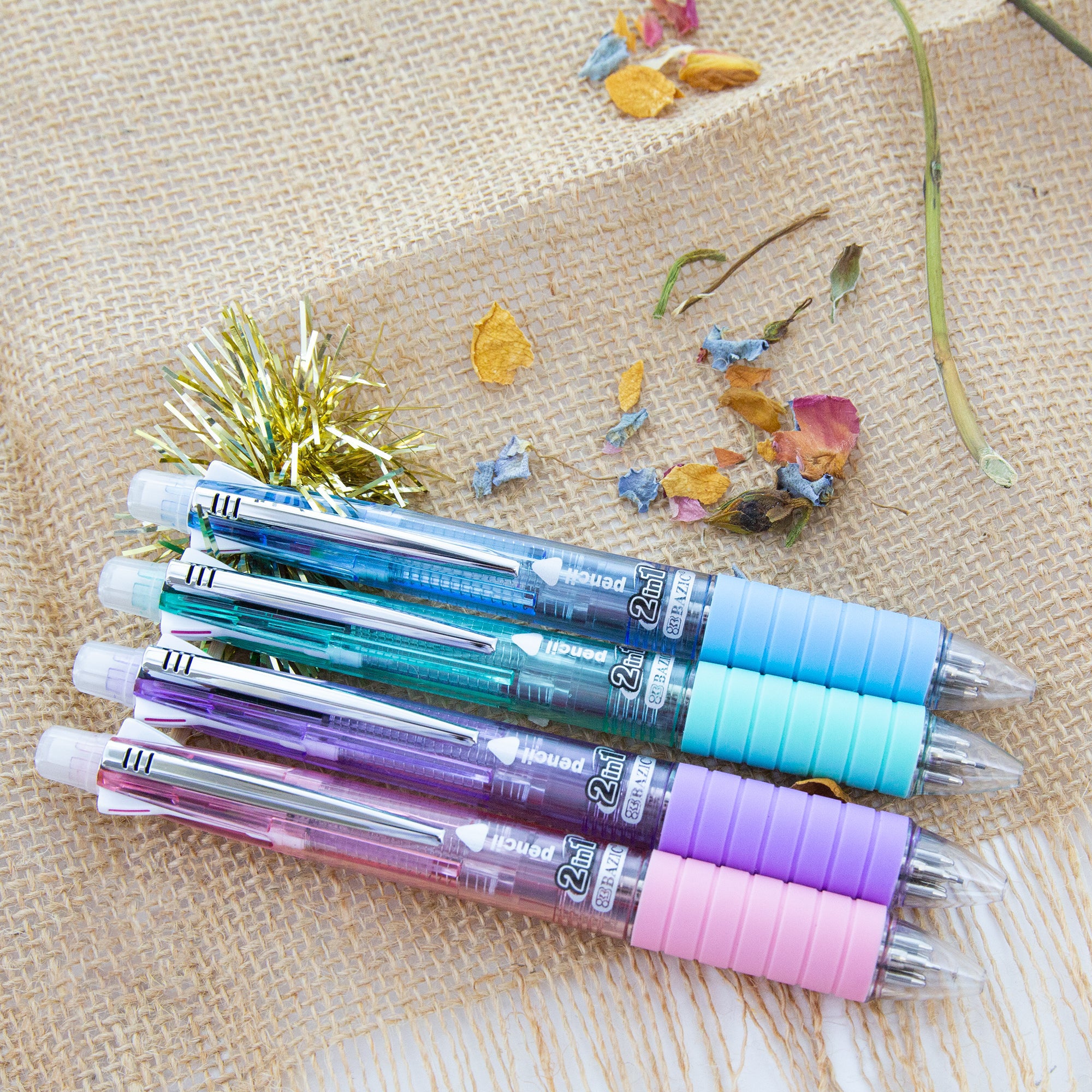 2-In-1 Mechanical Pencil & 4-Fashion Color Pen with Grip