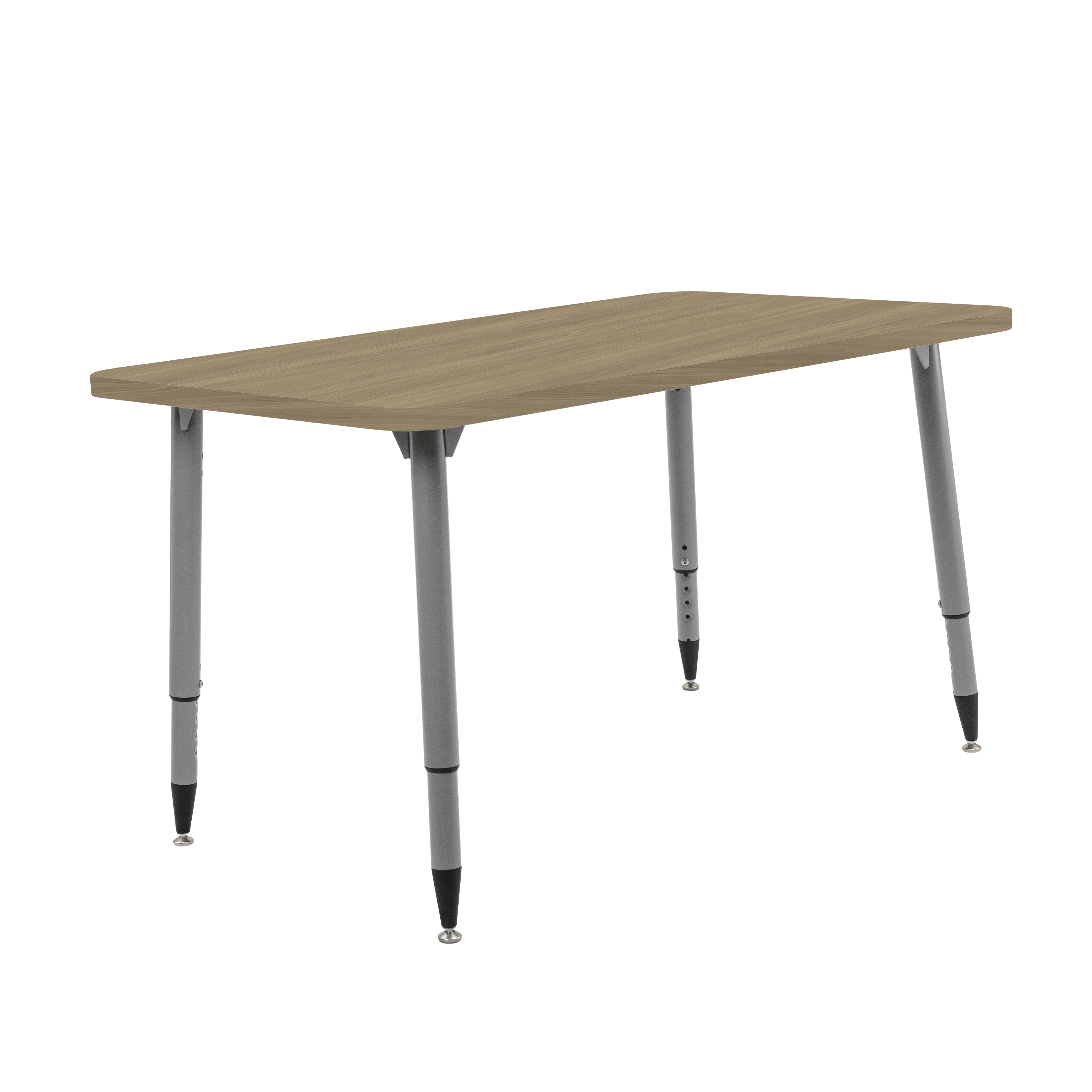 Adapte 30" x 48" Rectangle Woodgrain Activity Table with Adjustable Tapered Legs - Pasadena Oak/Silver