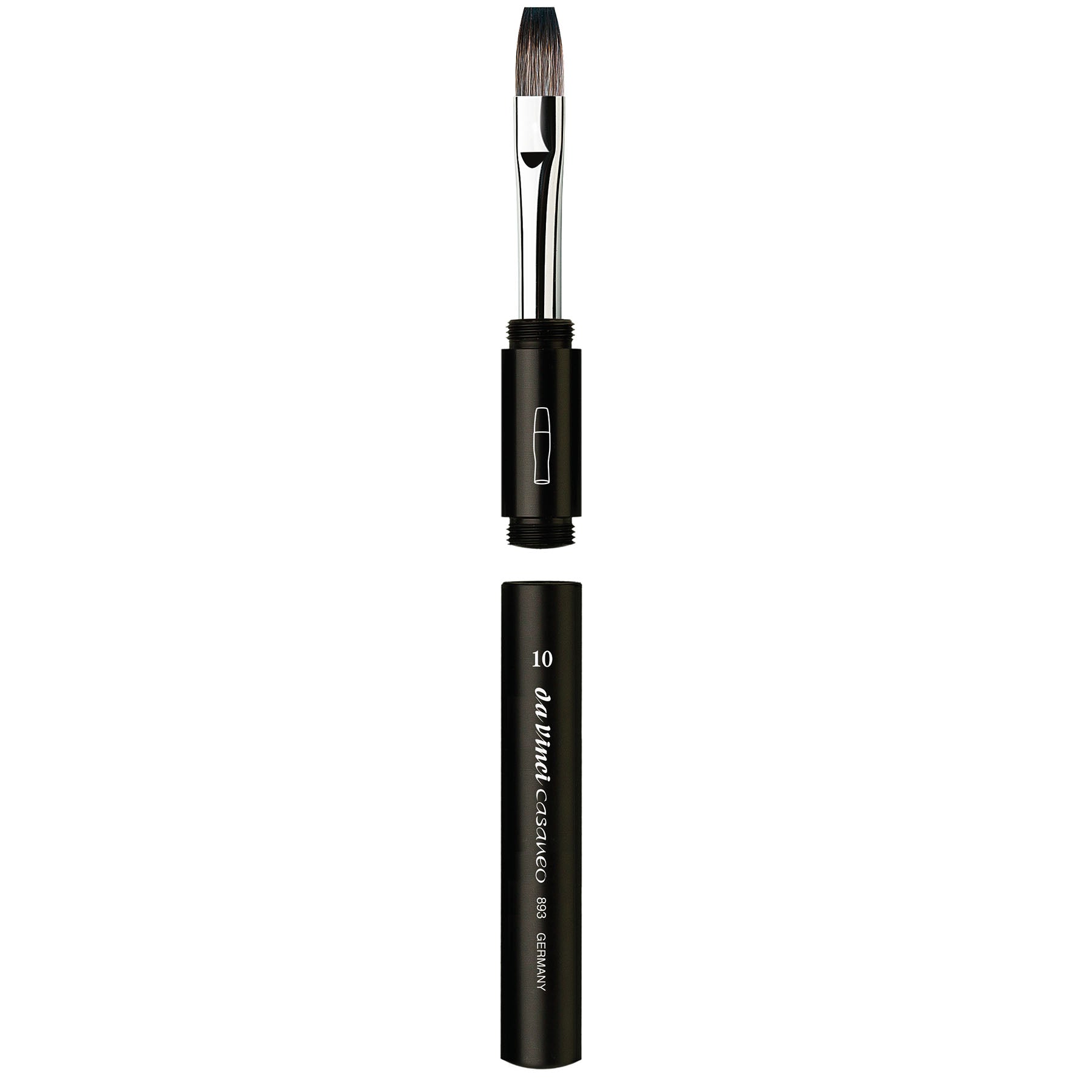 CASANEO Pocket Travel Brush, Extra Soft Synthetic, Watercolor & Acrylic, Flat, Series 893TP, Size 10