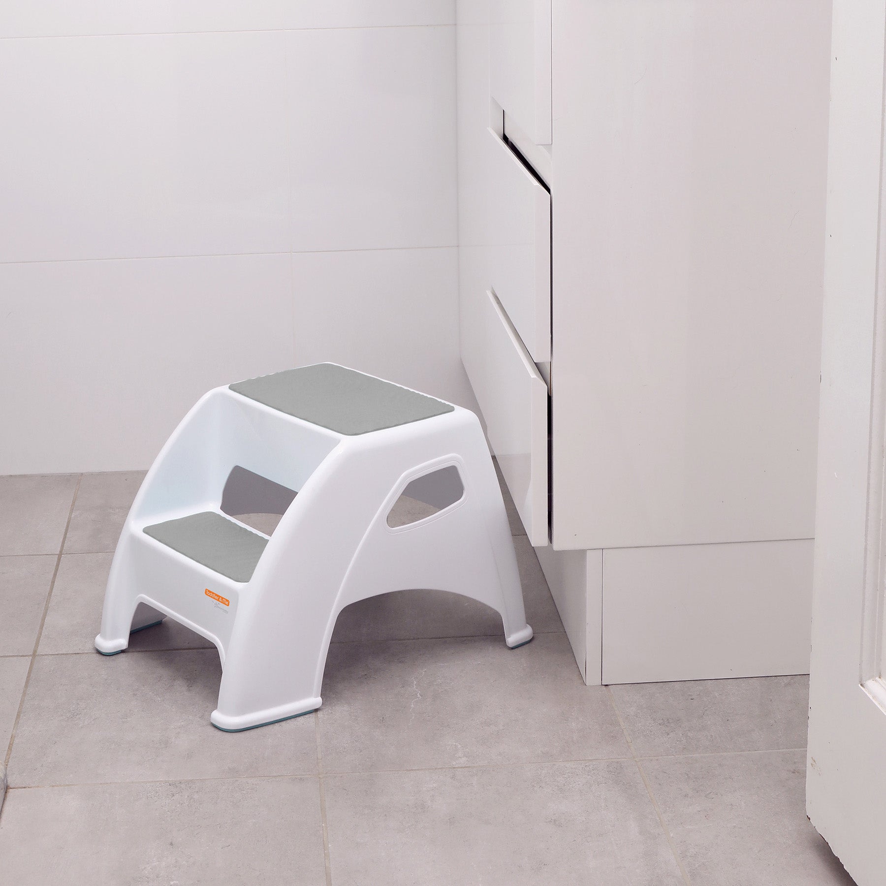 Toddler & Me™ 2-Step Stool, Gray/White