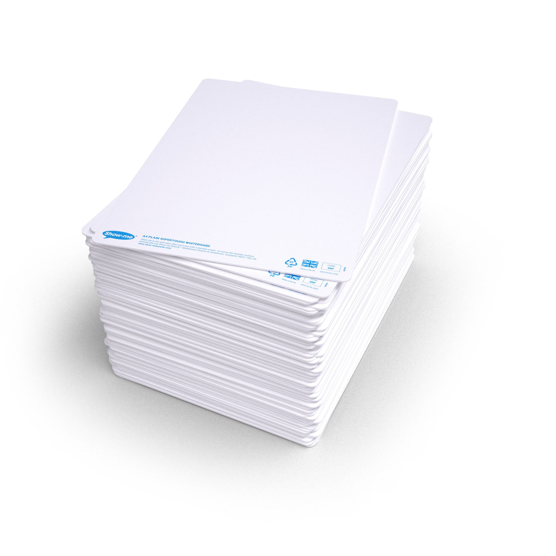 Bulk Box of 100 x Plain/Plain SUPERTOUGH 8" x 12" Whiteboards, with Pens, Erasers, Cleaner