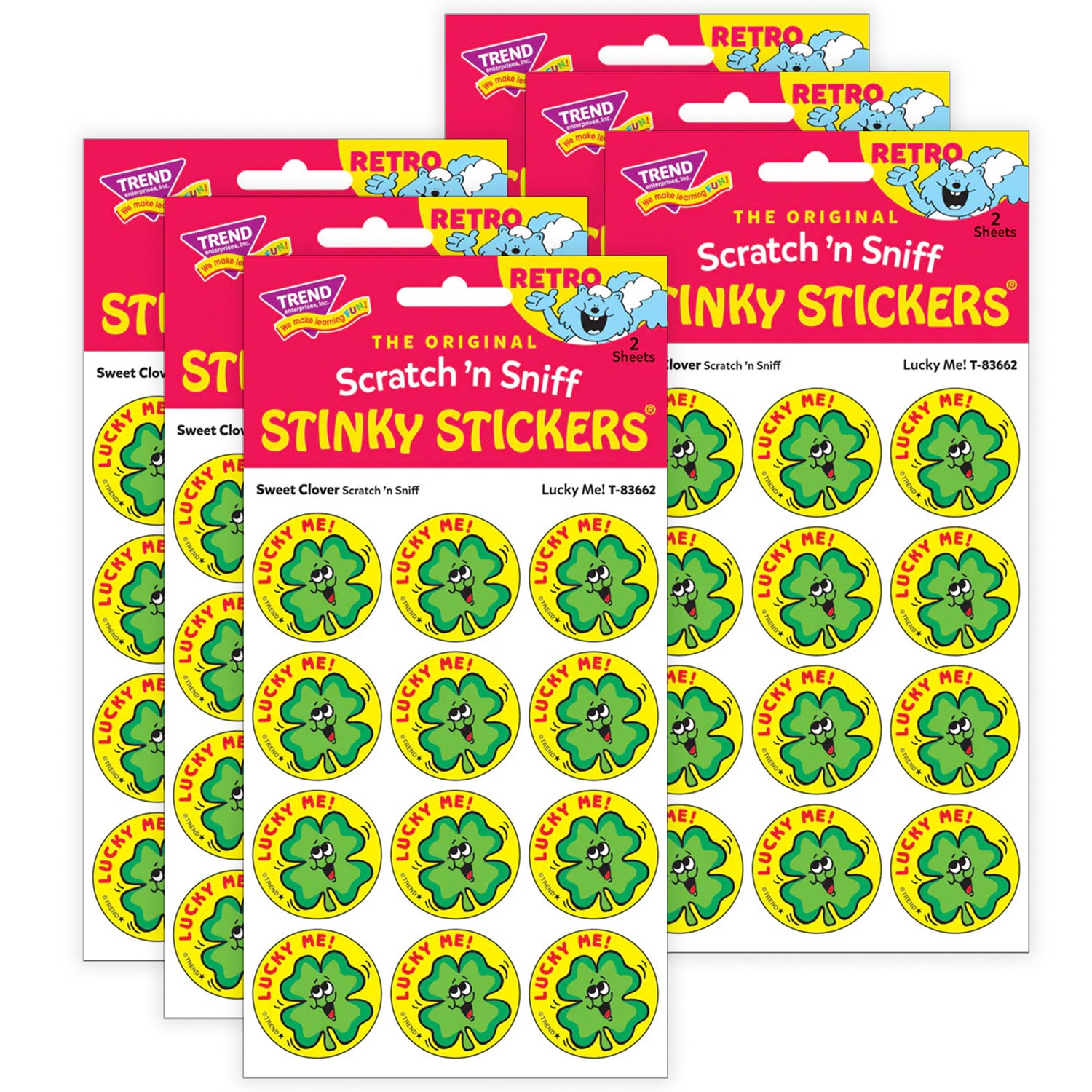 Lucky Me!/ Sweet Clover Scent Stickers, 24 Per Pack, 6 Packs