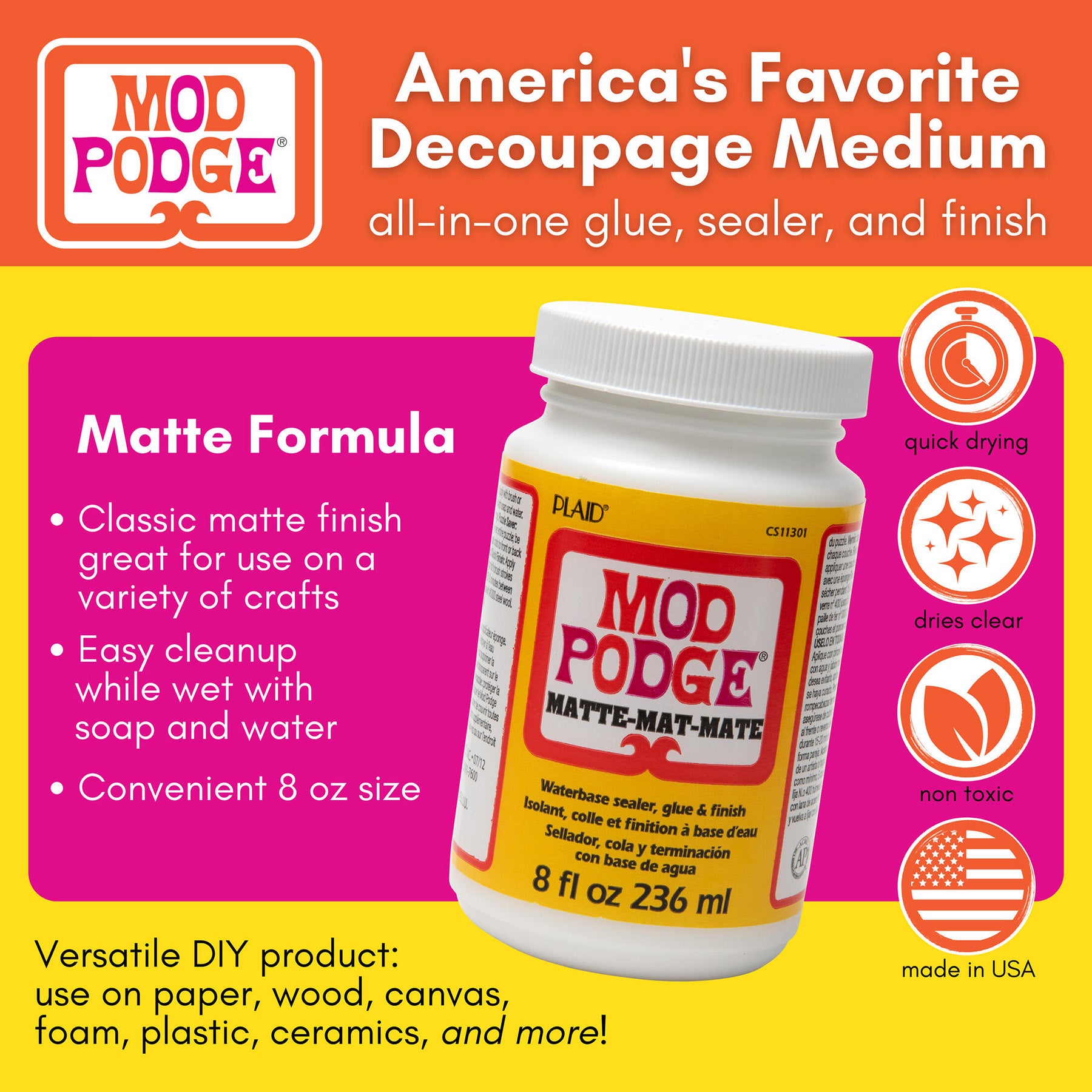 Decoupage Glue, Matte 8oz.