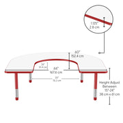 60" x 66" Horseshoe Dry-Erase Activity Table with Adjustable Chunky Legs - Whiteboard/Red