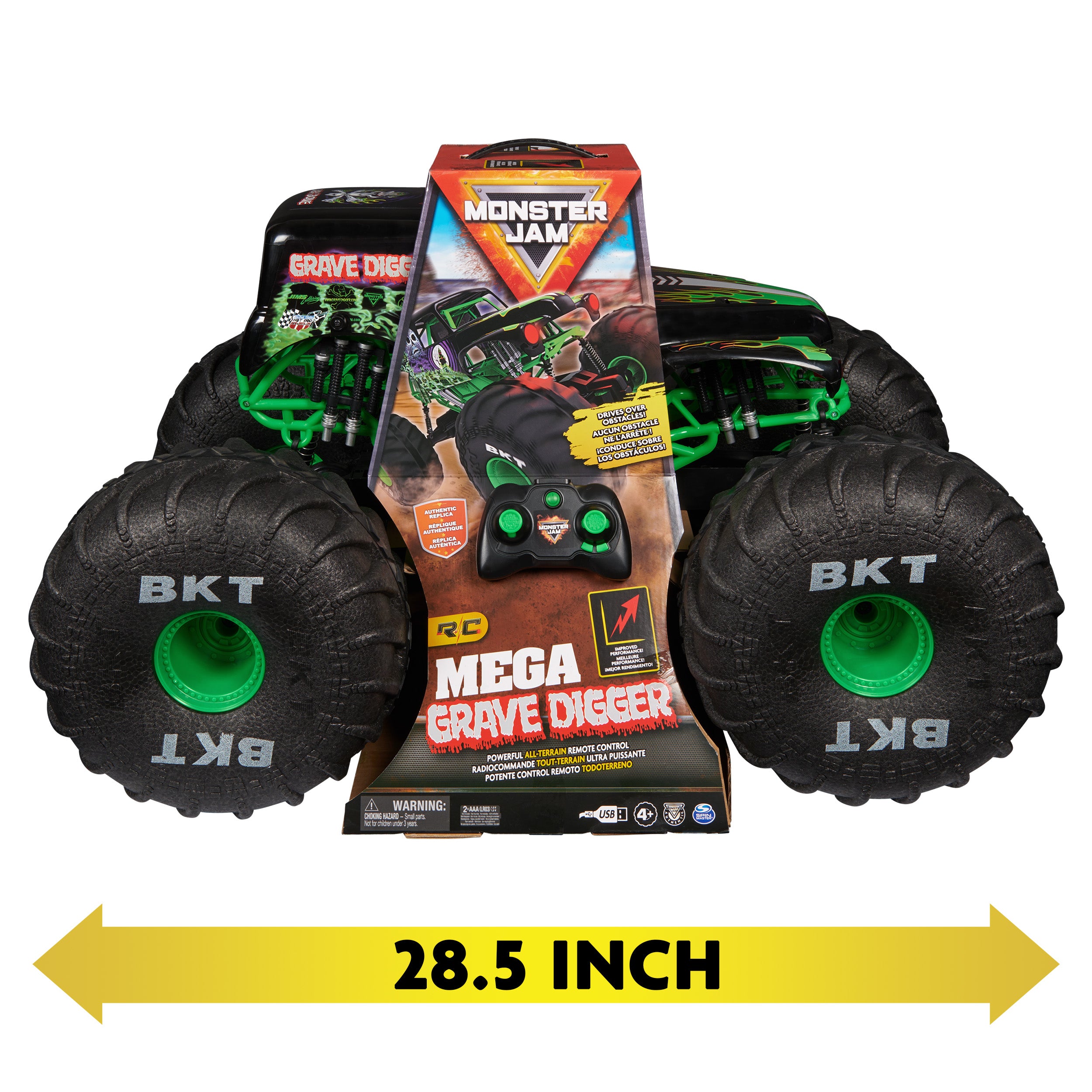 Monster Jam, Official Mega Grave Digger All-Terrain Remote Control Monster Truck, Over 2 Ft. Tall, 1:6 Scale, Kids Toys for Boys and Girls Ages 4 and Up
