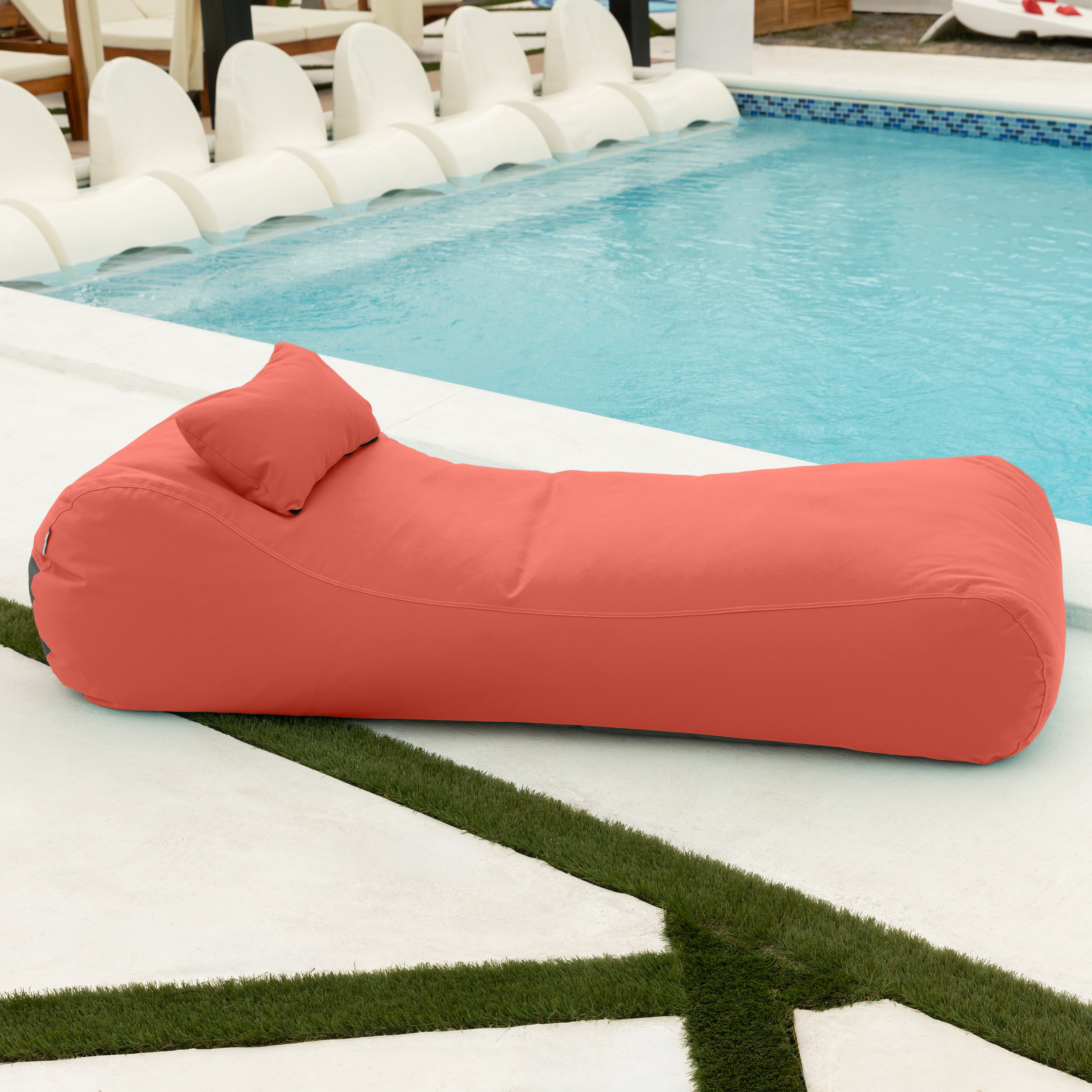 Arlo Outdoor Bean Bag Sun Lounger - Pool and Patio Chaise Recliner, Flamingo