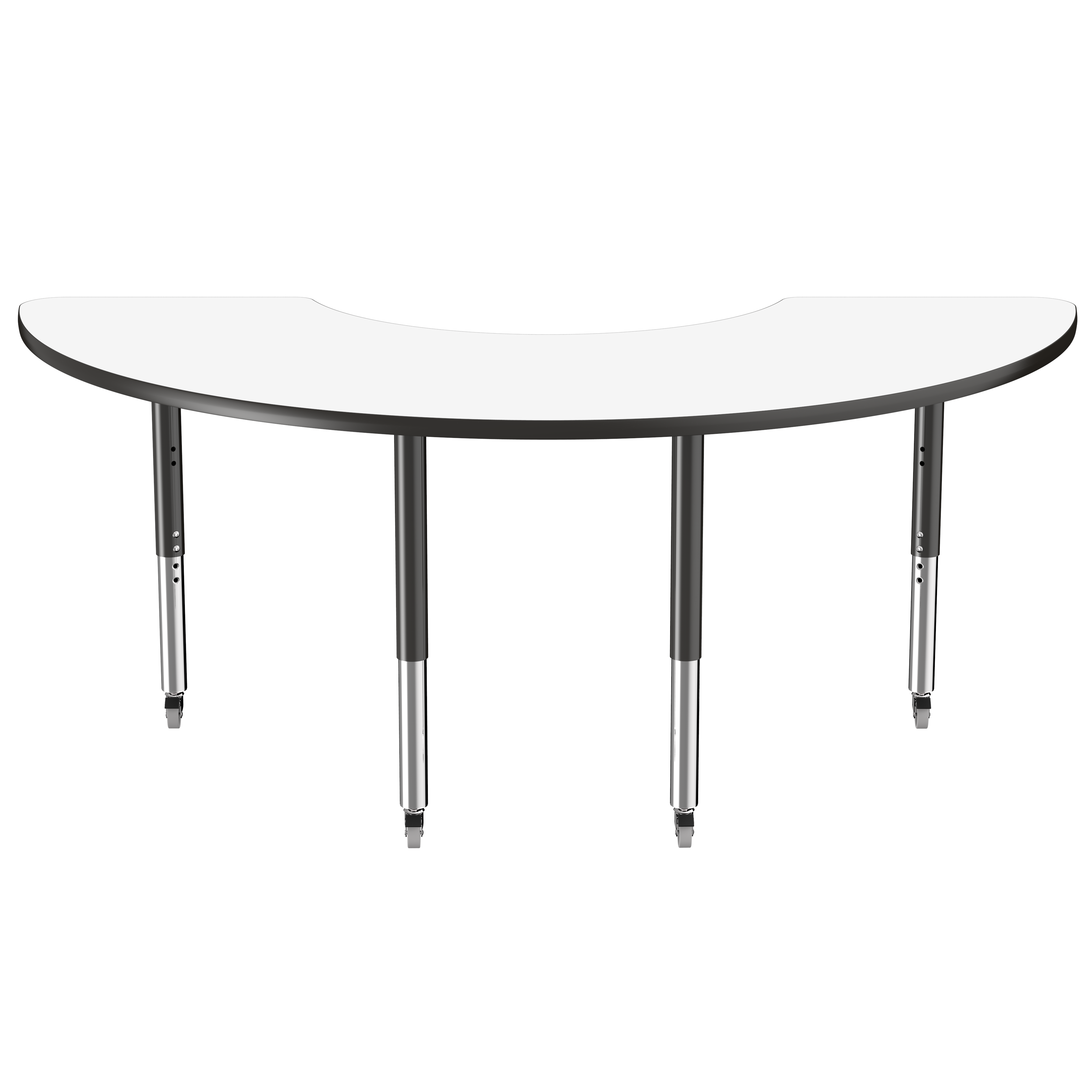 36" x 72" Half Moon Dry-Erase Activity Table with Adjustable Super Legs - Whiteboard/Black