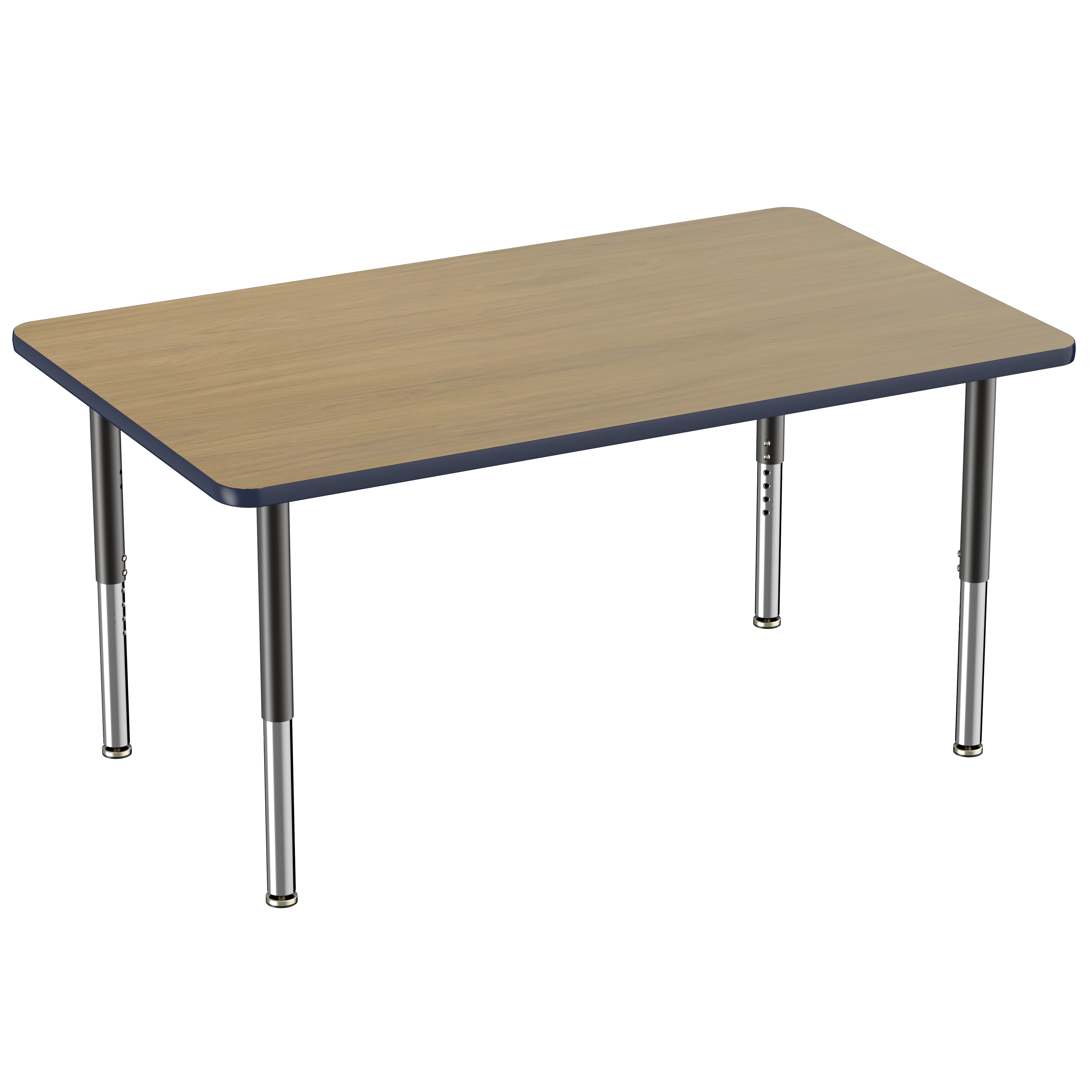 36" x 60" Rectangle T-Molding Activity Table with Adjustable Super Legs - Pasadena Oak/Navy/Black