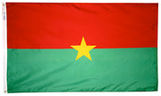 Burkina-Faso Flag 3x5 ft. Nylon SolarGuard Nyl-Glo 100% Made in USA to Official United Nations Design Specifications.