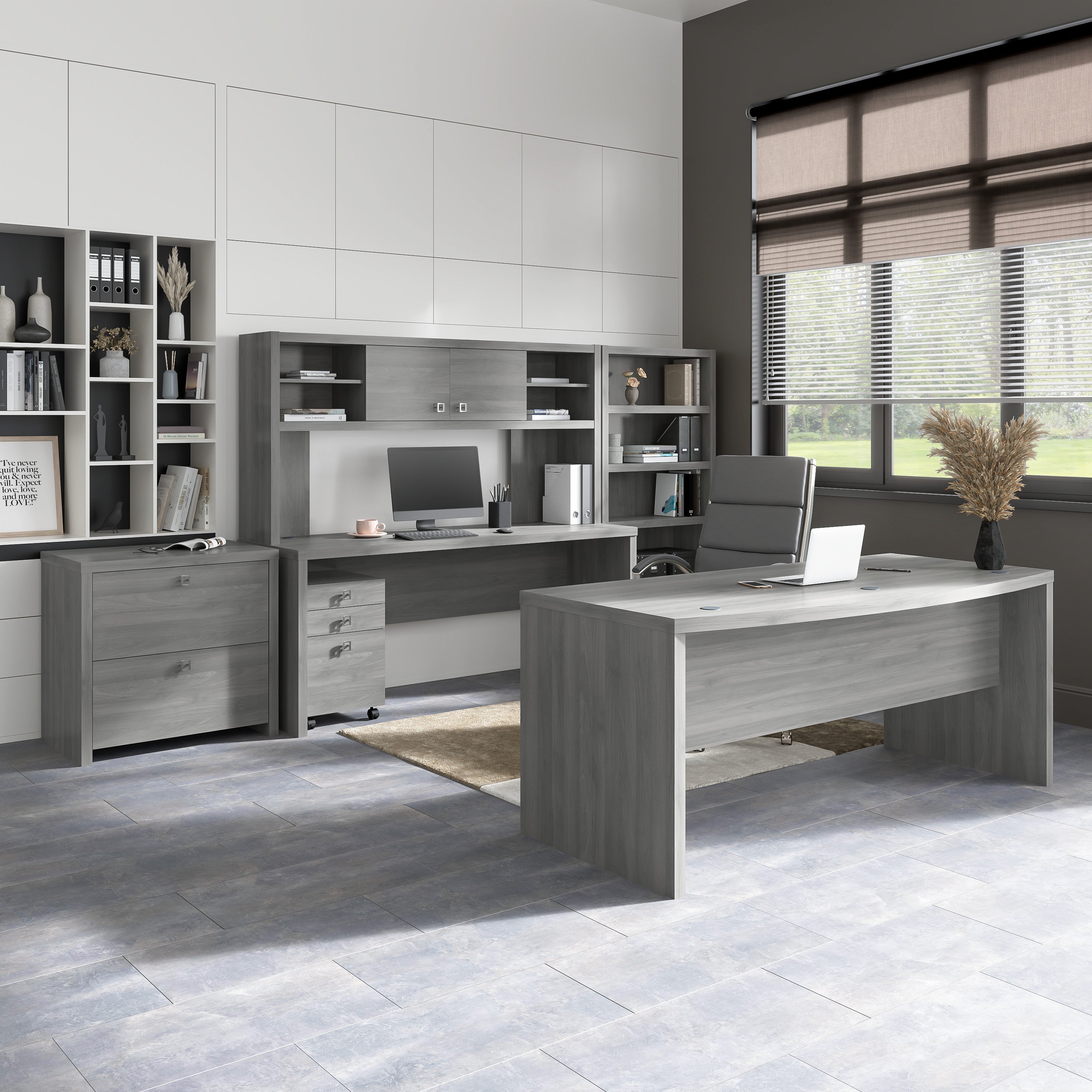 Bush Business Furniture Echo L Shaped Desk in Modern Gray - 60" Width x 59.84" Depth x 30" Height