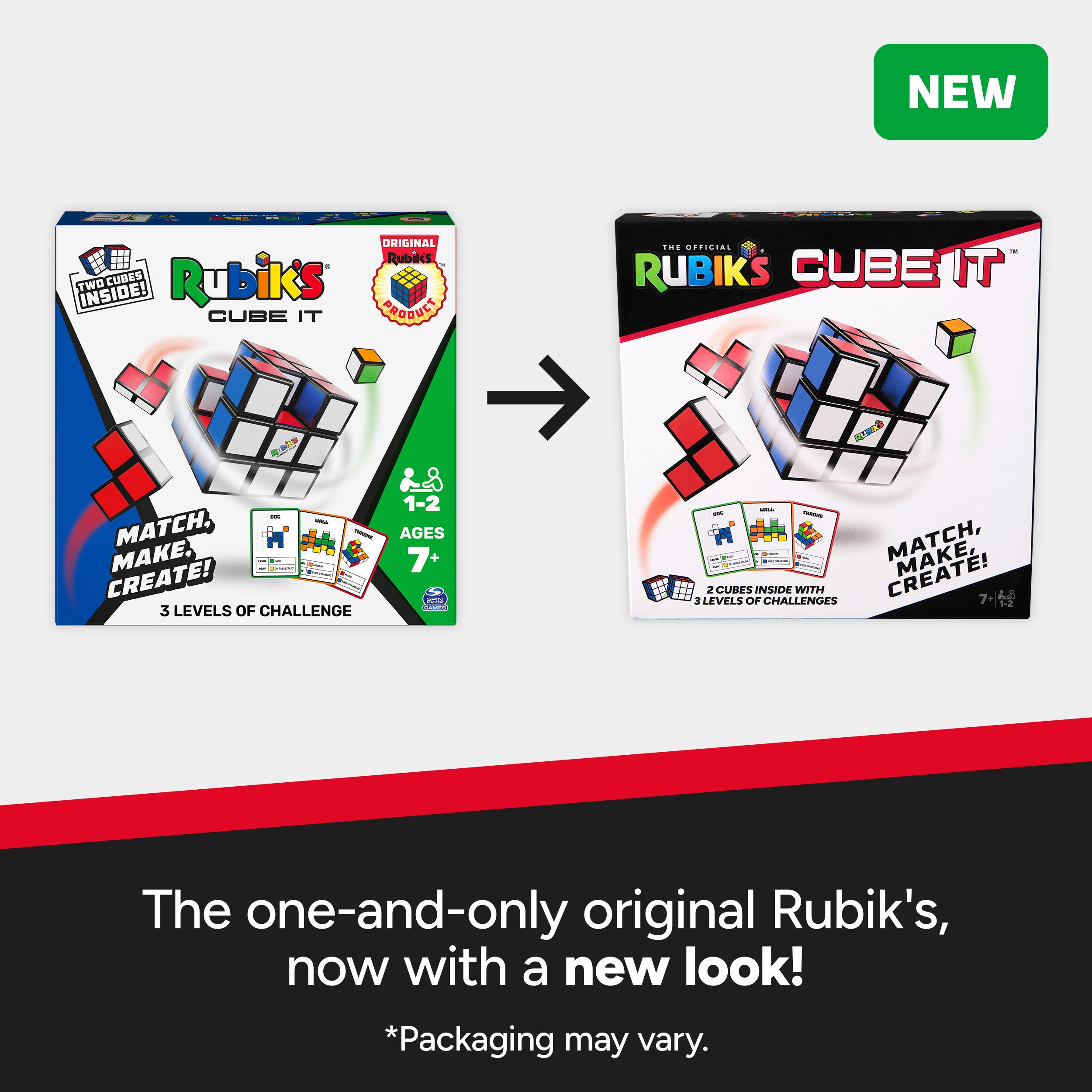 Rubik’s Cube, Cube It, 2-Player 3D Puzzle Sequence Board Game Stress Relief Fidget Toy Activity Cube Travel Teen Gift Idea, Ages 7 and up
