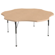 60" x 60" Flower T-Molding Activity Table with Adjustable Standard Ball Glide Legs - Maple/Maple/Black