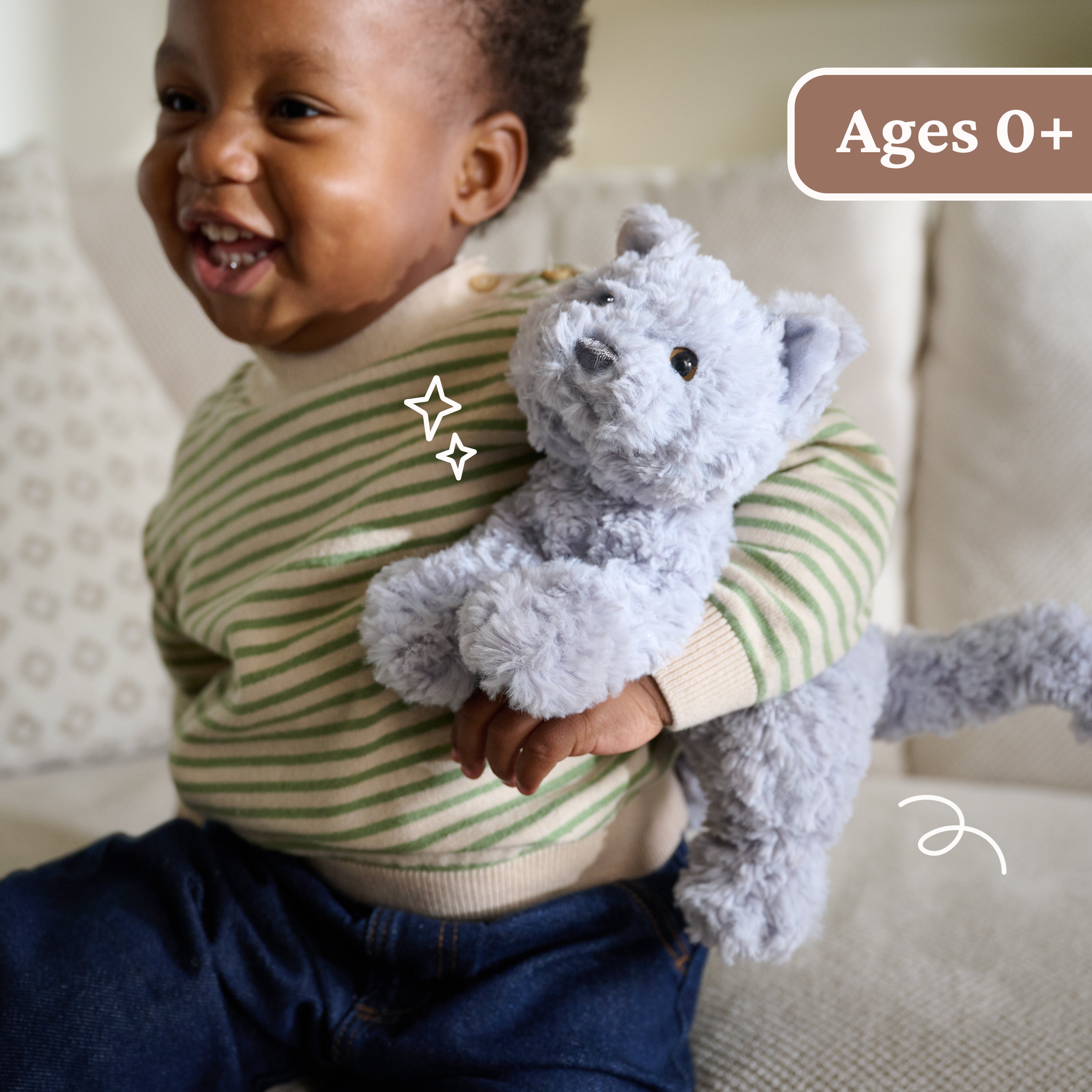GUND Bootsie English Blue Kitten Plush Toy, Premium Cat Stuffed Animal for Ages 1 and Up, Gray, 9”