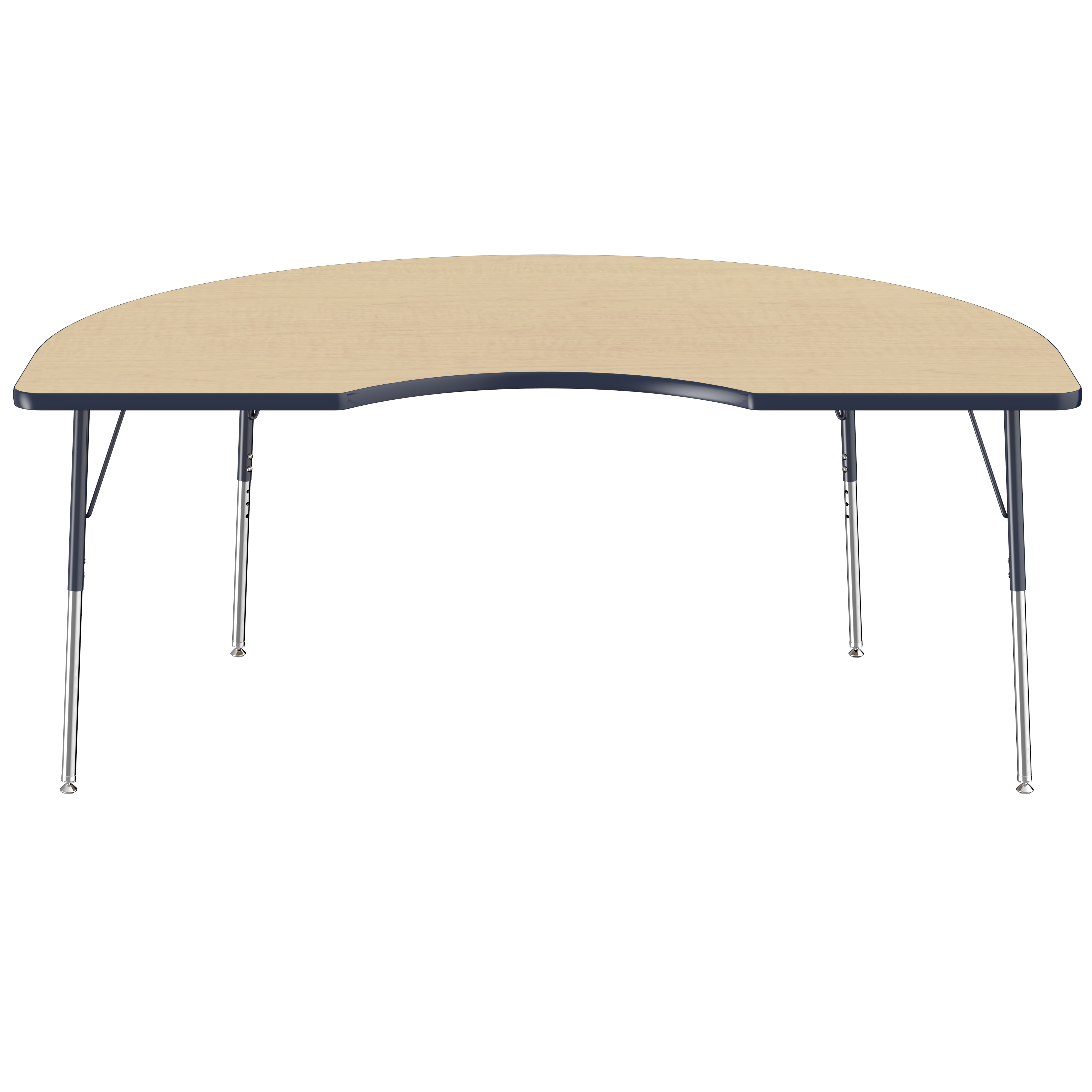 48" x 72" Kidney T-Molding Activity Table with Adjustable Standard Swivel Glide Legs - Maple/Navy