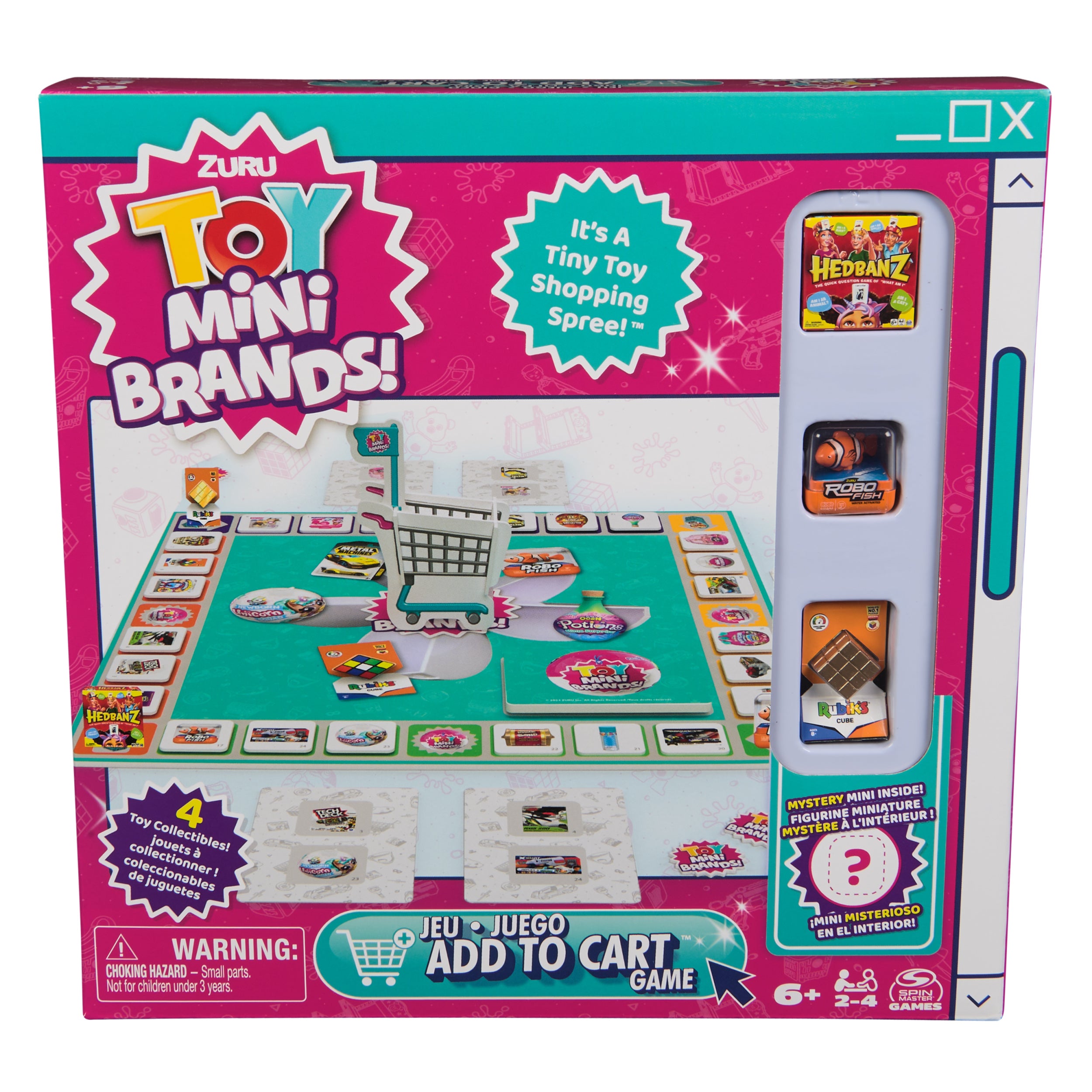 Spin Master Games, Toy Mini Brands Add to Cart Game, A Tiny Shopping Spree for Kids, 4 Collectible Toy Mini Brands Included, 2-4 Players, for Ages 6 & Up