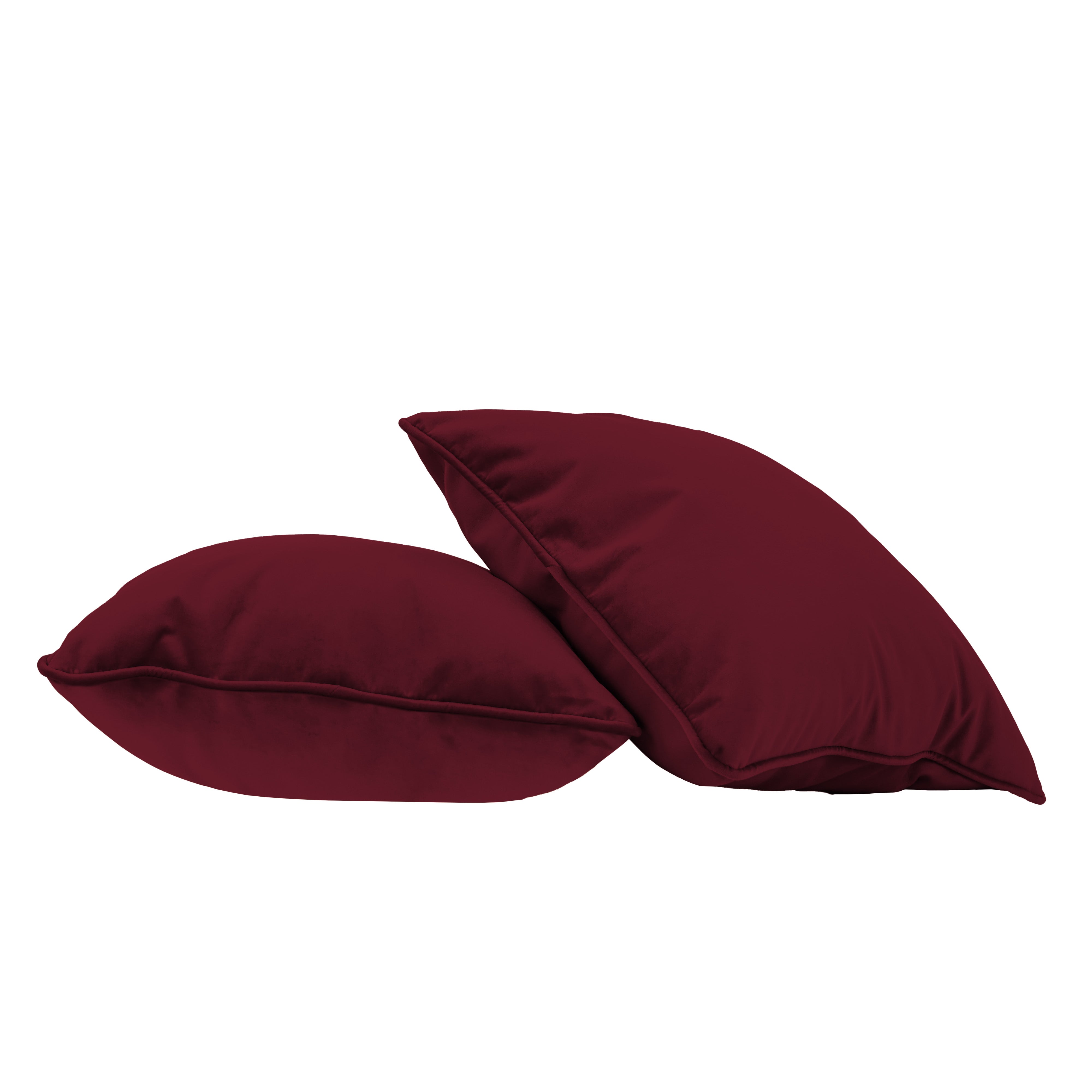 18" x 18" Square Microfiber Pillow with Piping, 2-Piece - Bordeaux