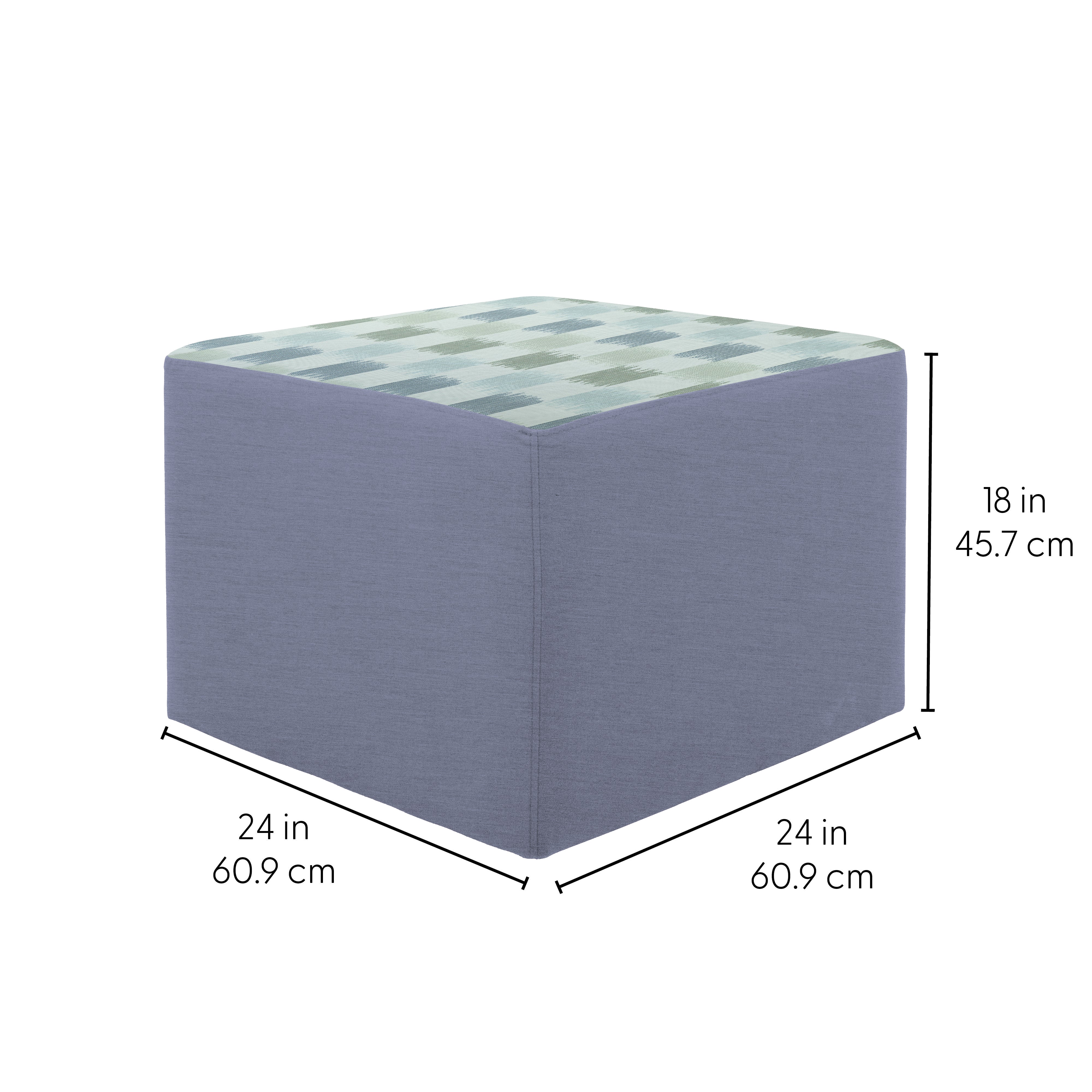 Outdoor 24" Square Ottoman with Sunbrella, 18" H - Dream Mist/Canvas Haze