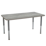 30" x 60" Rectangle La Madera Activity Table with Adjustable Super Legs - Light Gray Wood/Silver