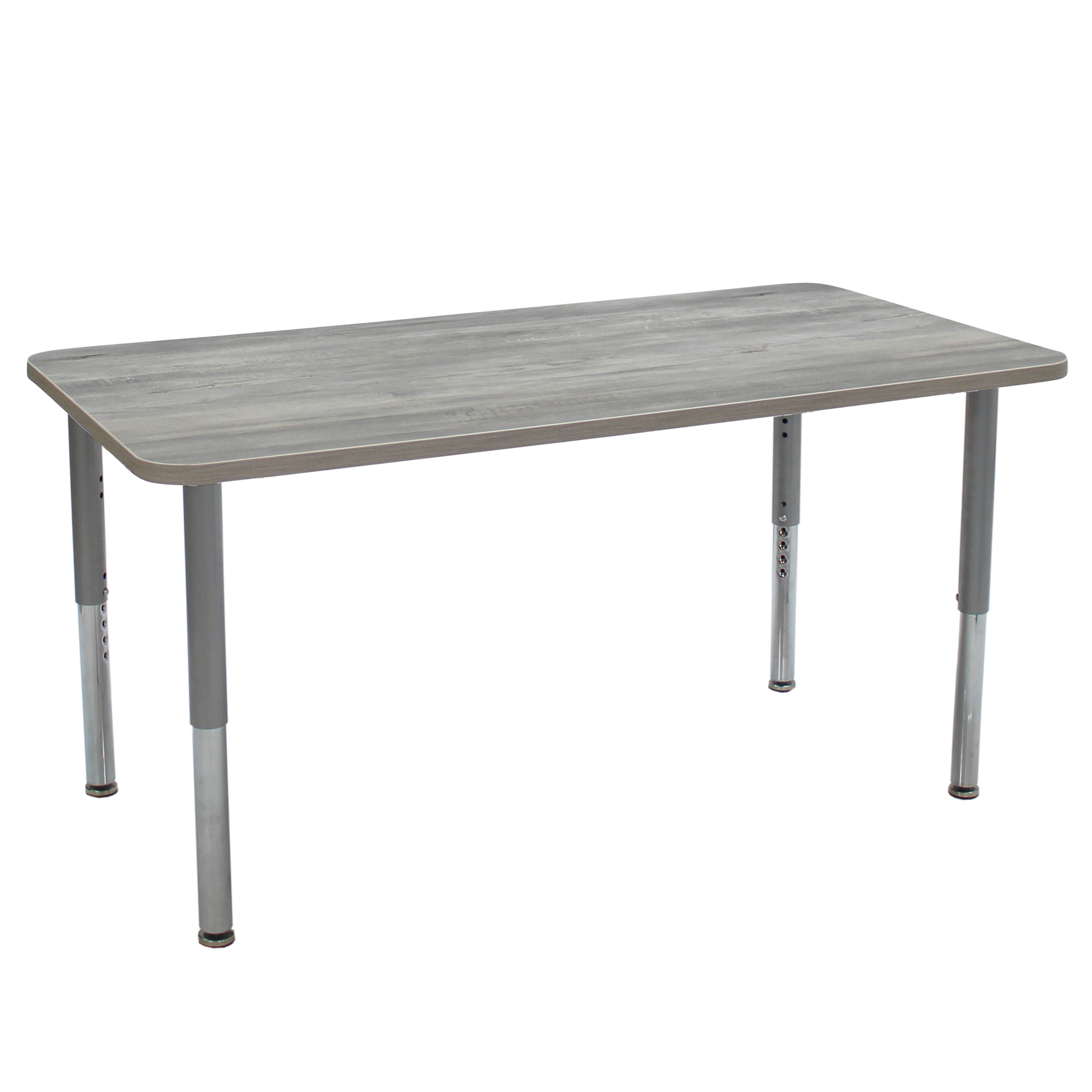 30" x 60" Rectangle La Madera Activity Table with Adjustable Super Legs - Light Gray Wood/Silver