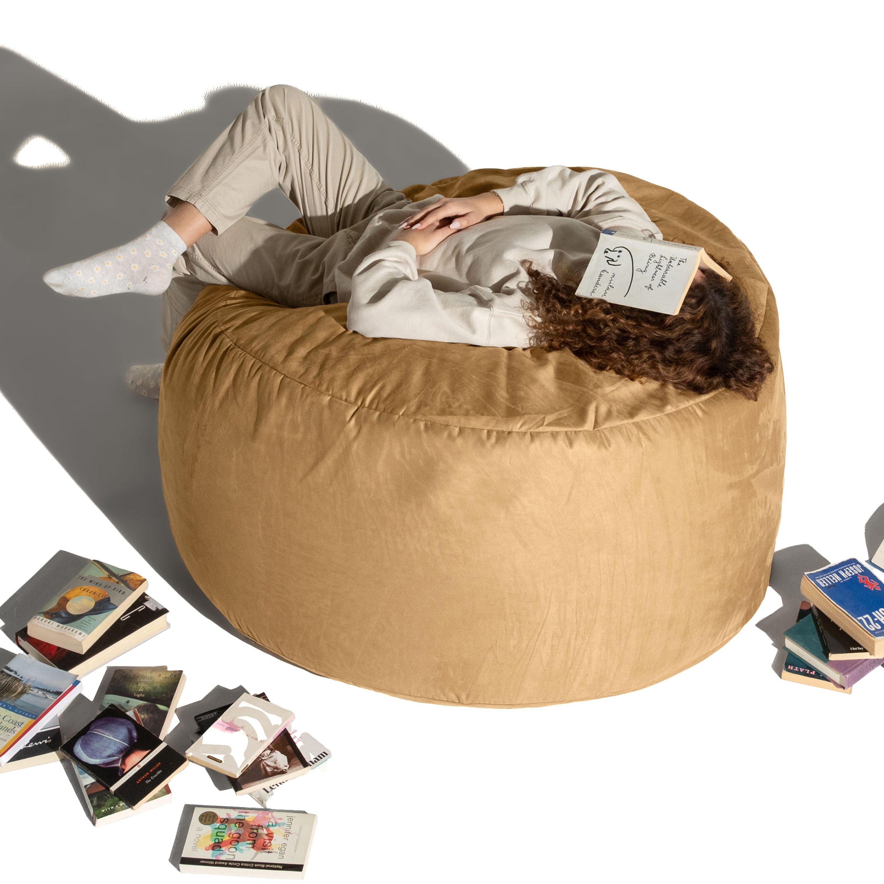 Jaxx 4 ft Round Bean Bag Chair for Adults, Chocolate