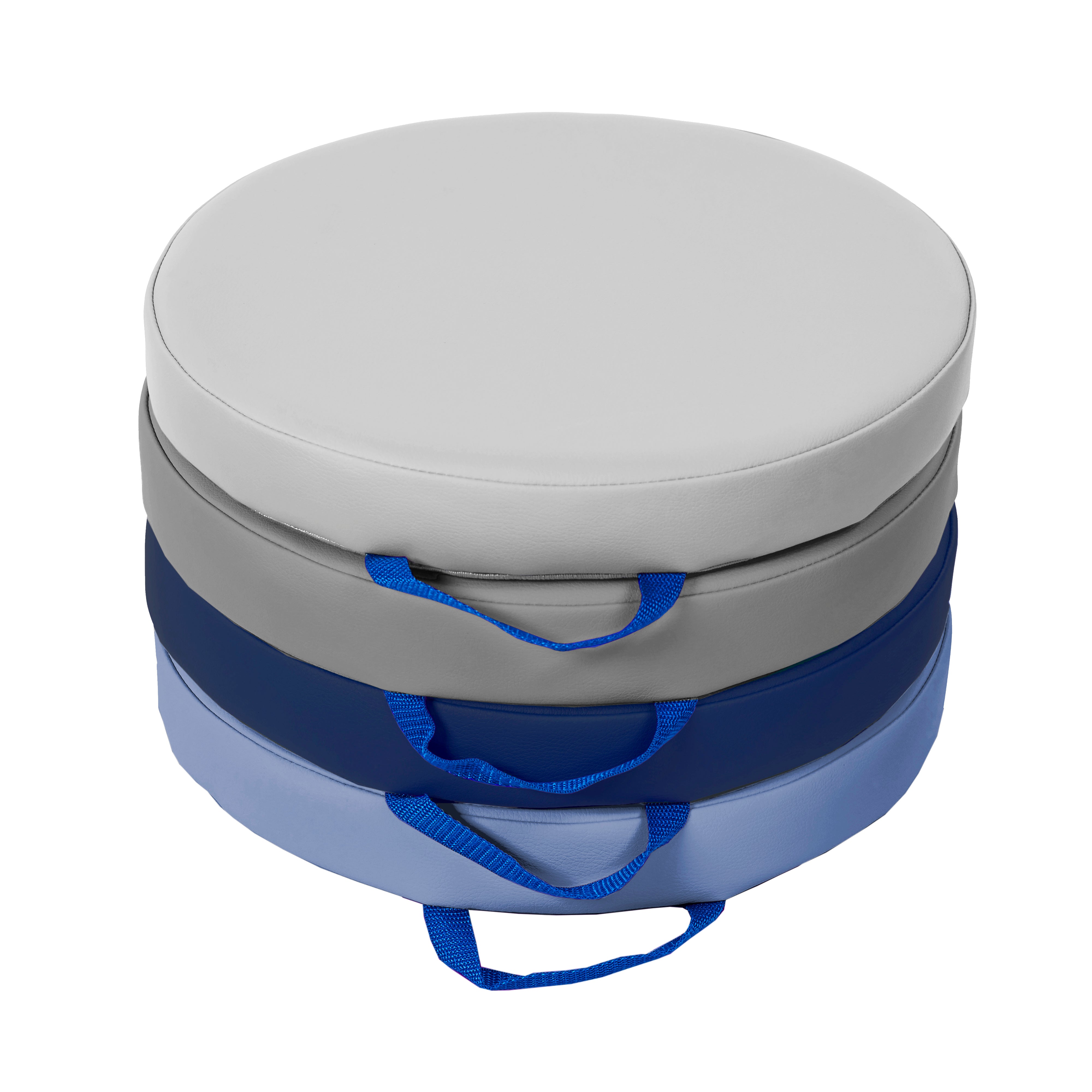SoftScape 15" Round Floor Cushions, 4-Piece - Navy/Powder Blue