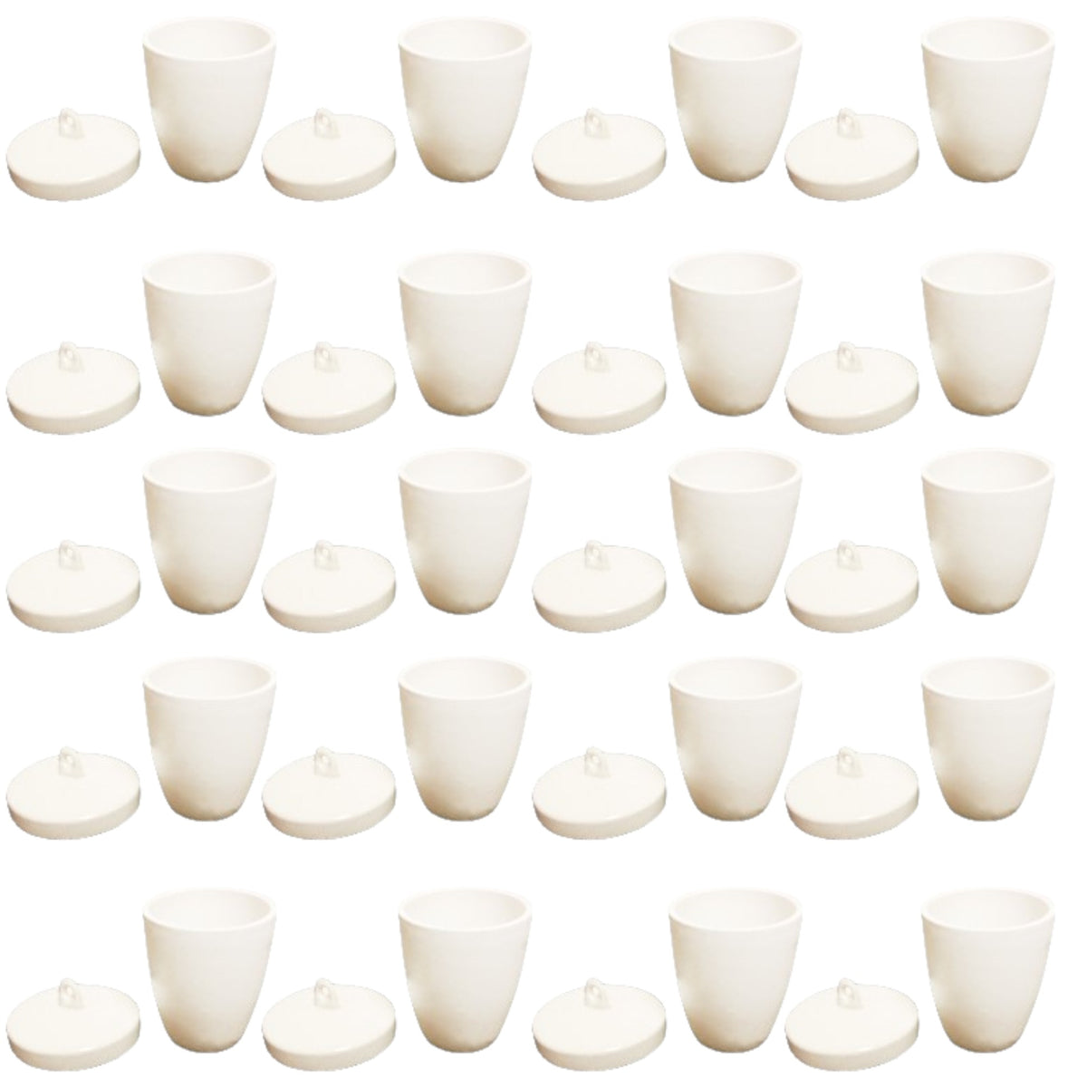 Crucible, Porcelain, High-Form, 10ml, with Lid, Pack of 20