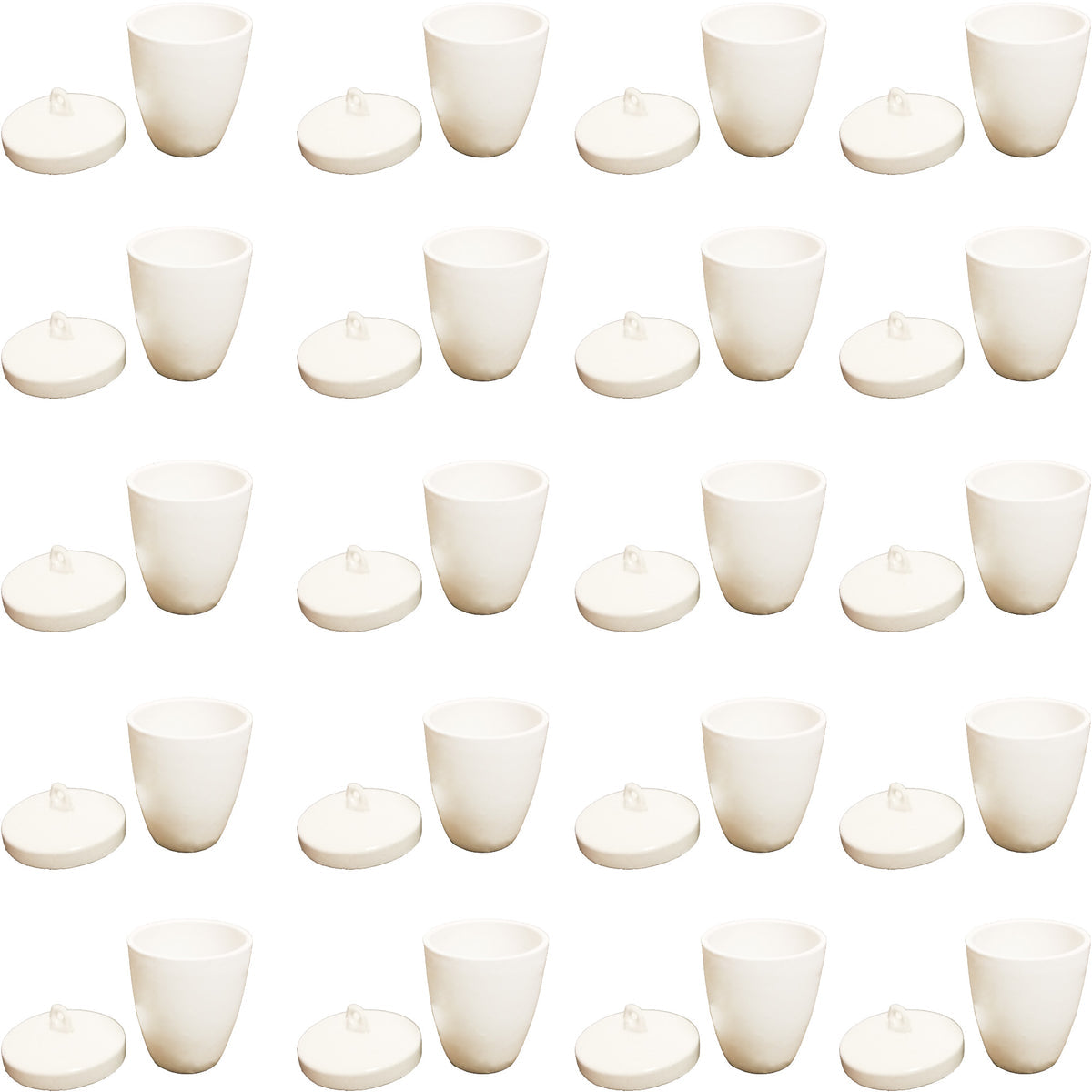 Crucible, Porcelain, High-Form, 30ml, with Lid, Pack of 20