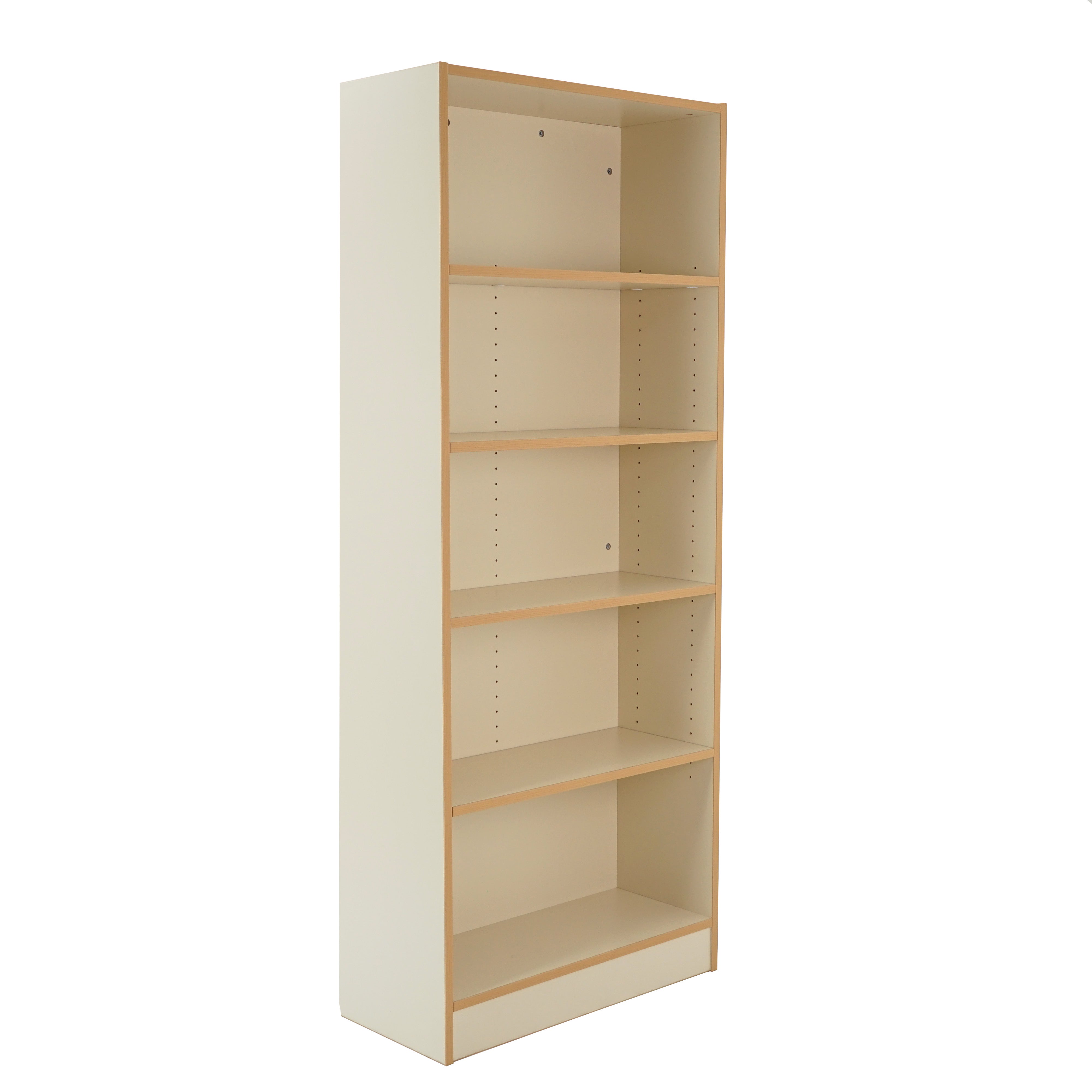 Laminate Bookcase 5-Shelf 72" Height - Almond/Maple