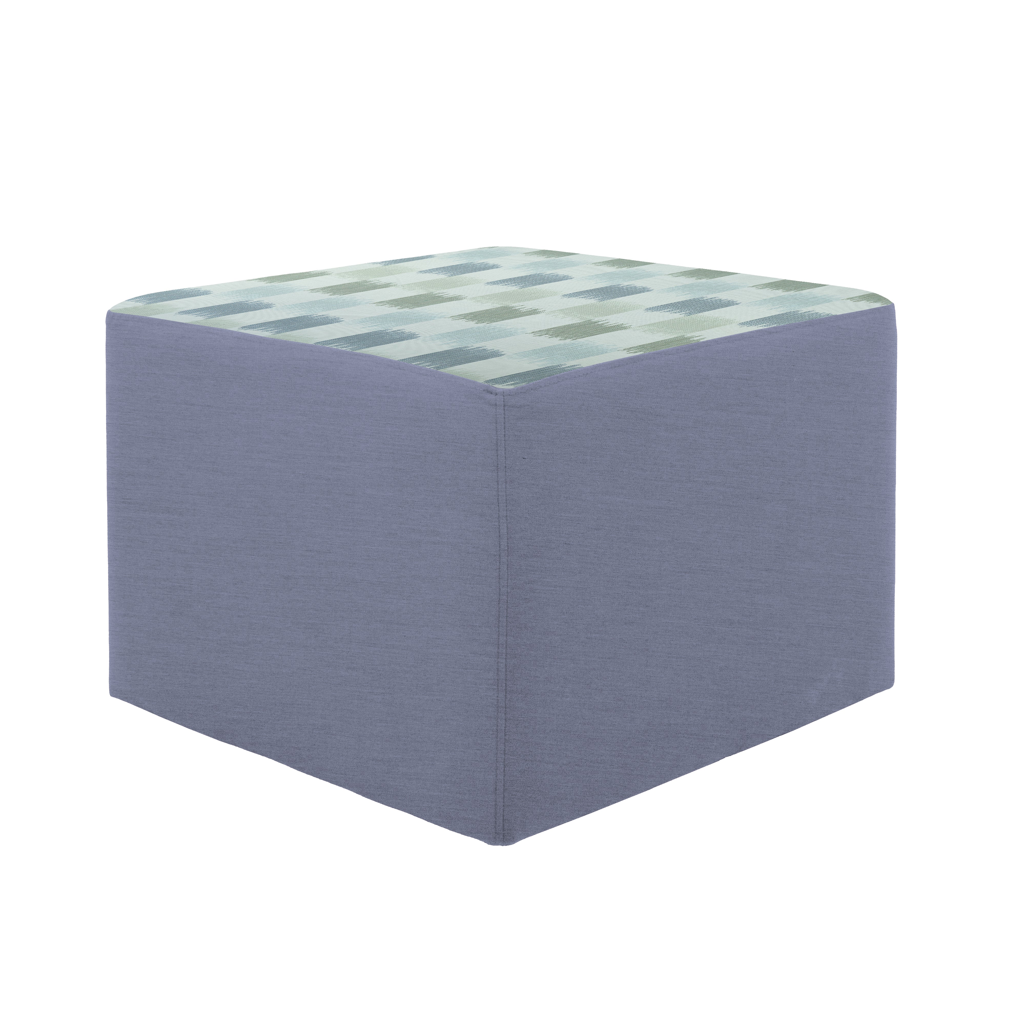 Outdoor 24" Square Ottoman with Sunbrella, 18" H - Dream Mist/Canvas Haze