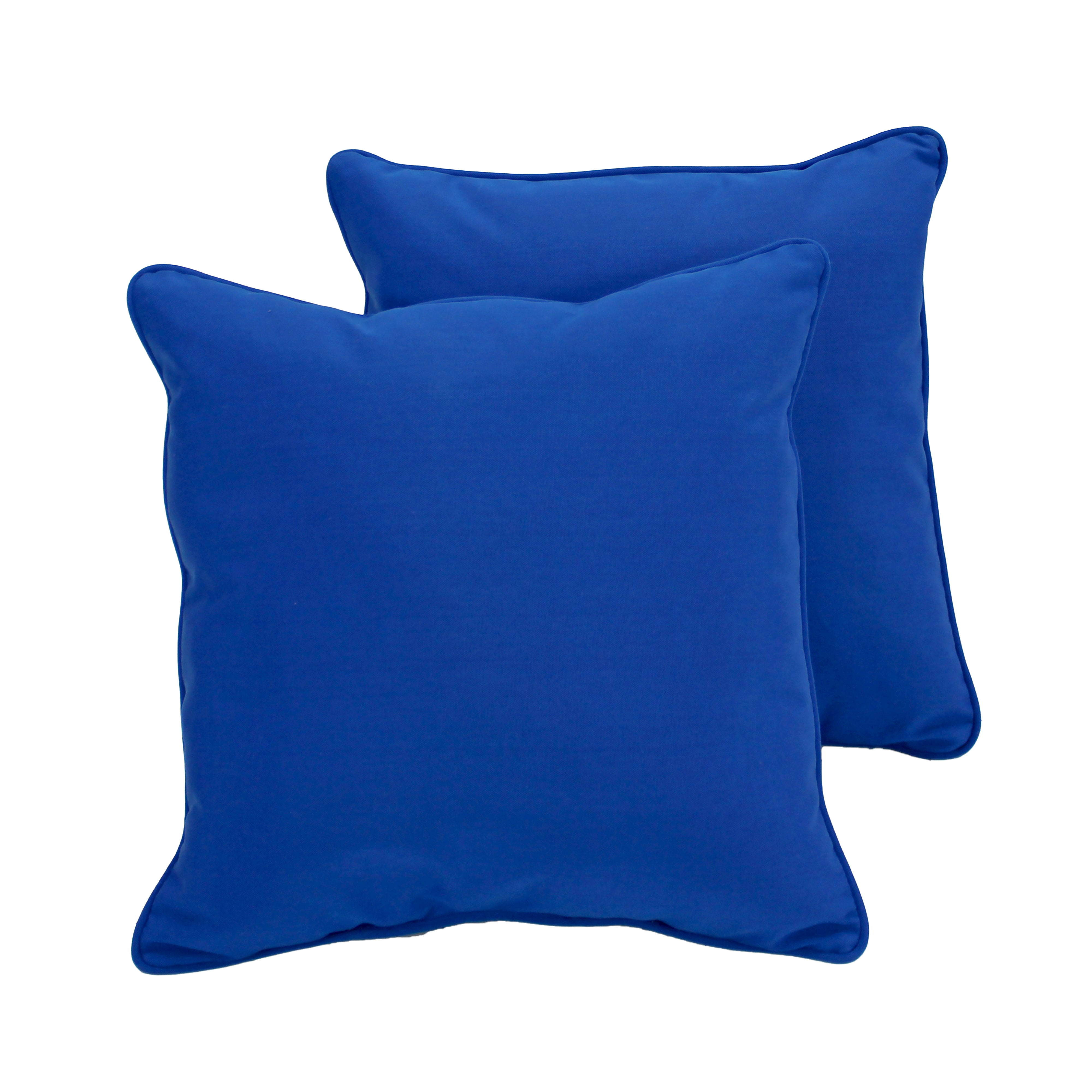 Presidio 18"x 18" Square Indoor/Outdoor Pillow with Piping, 2-Piece - Brilliant Blue