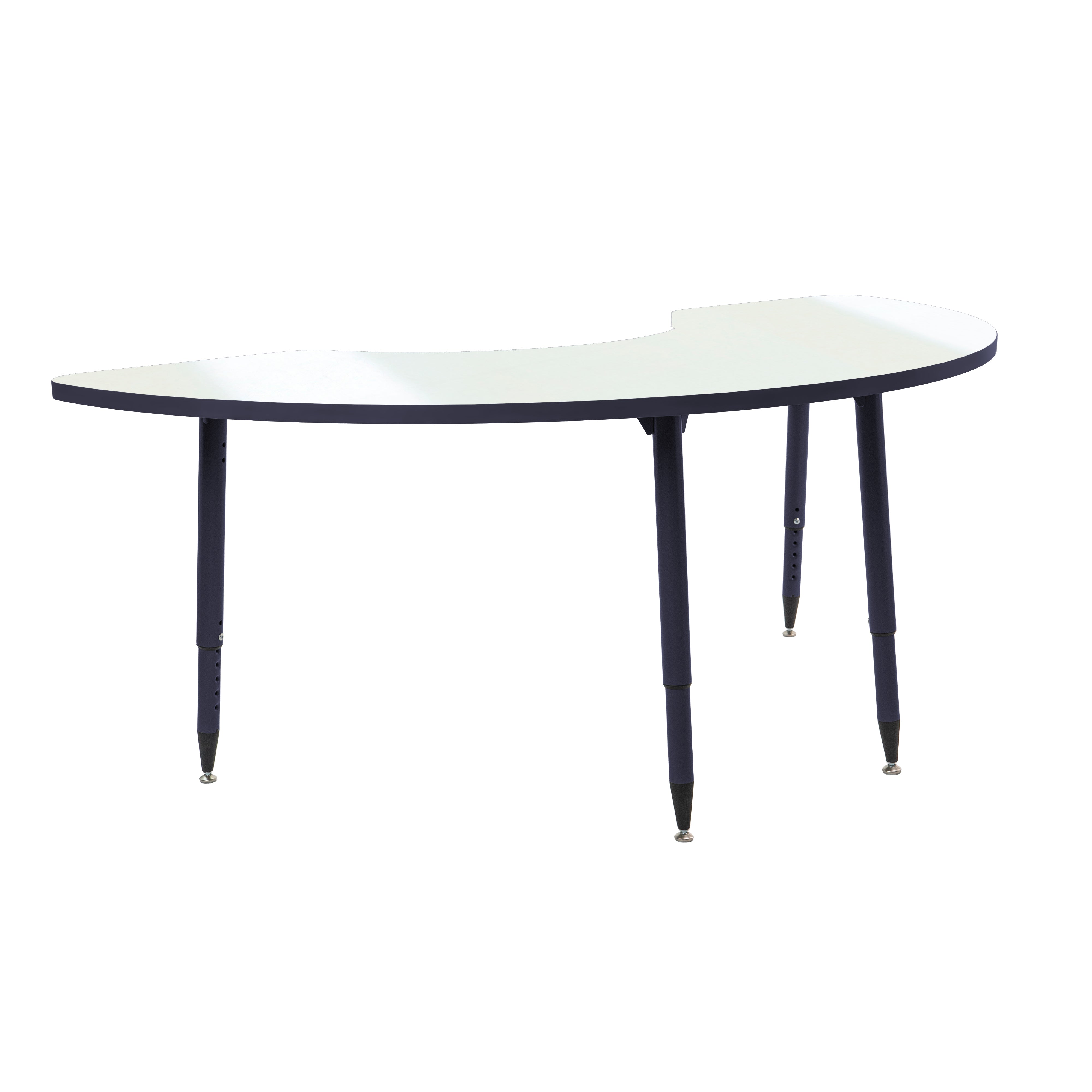 Adapte 36" x 72" Half Moon Dry-Erase Activity Table with Adjustable Tapered Legs - Whiteboard/Navy