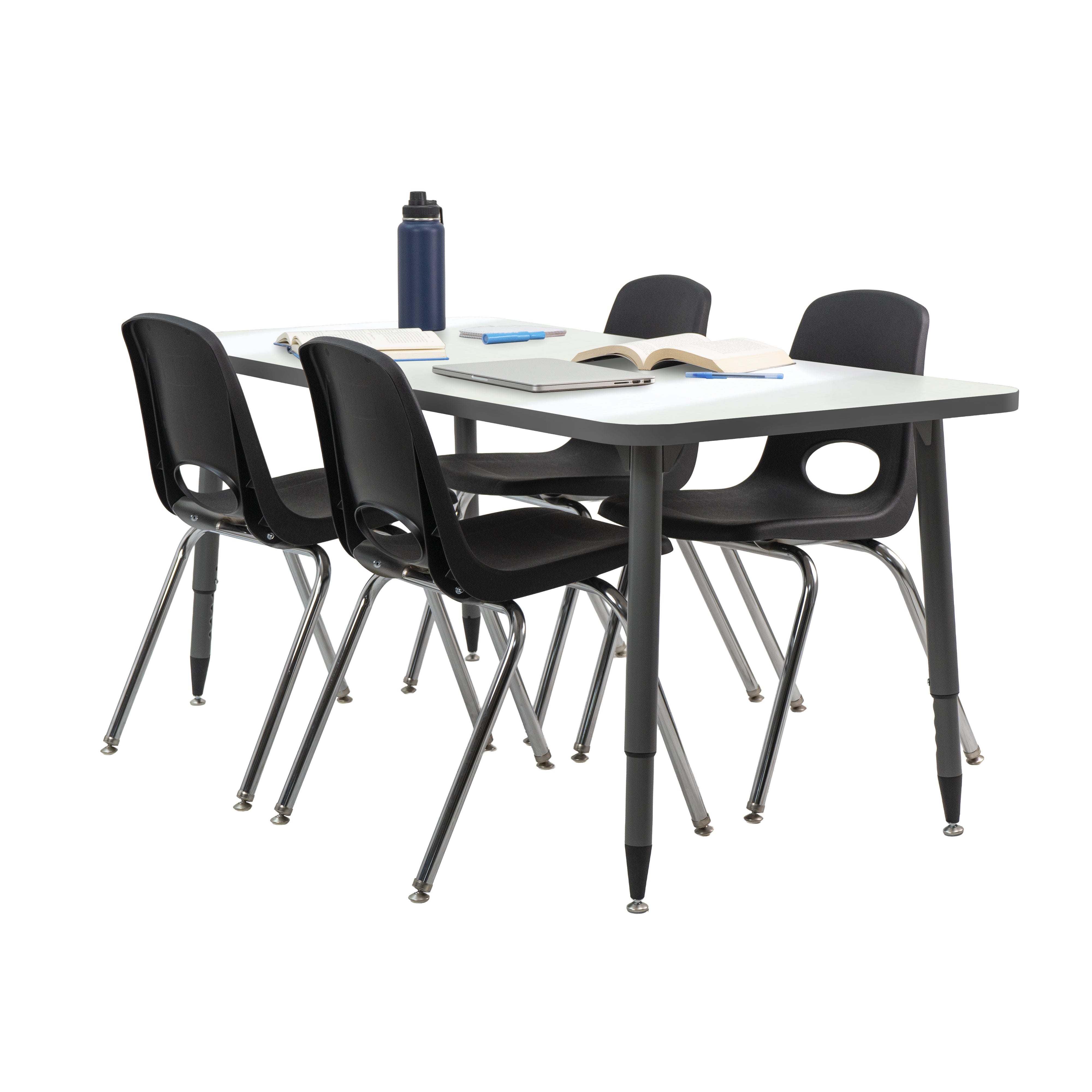 Adapte 30" x 60" Rectangle Dry-Erase Activity Table with Adjustable Tapered Legs - Whiteboard/North Sea