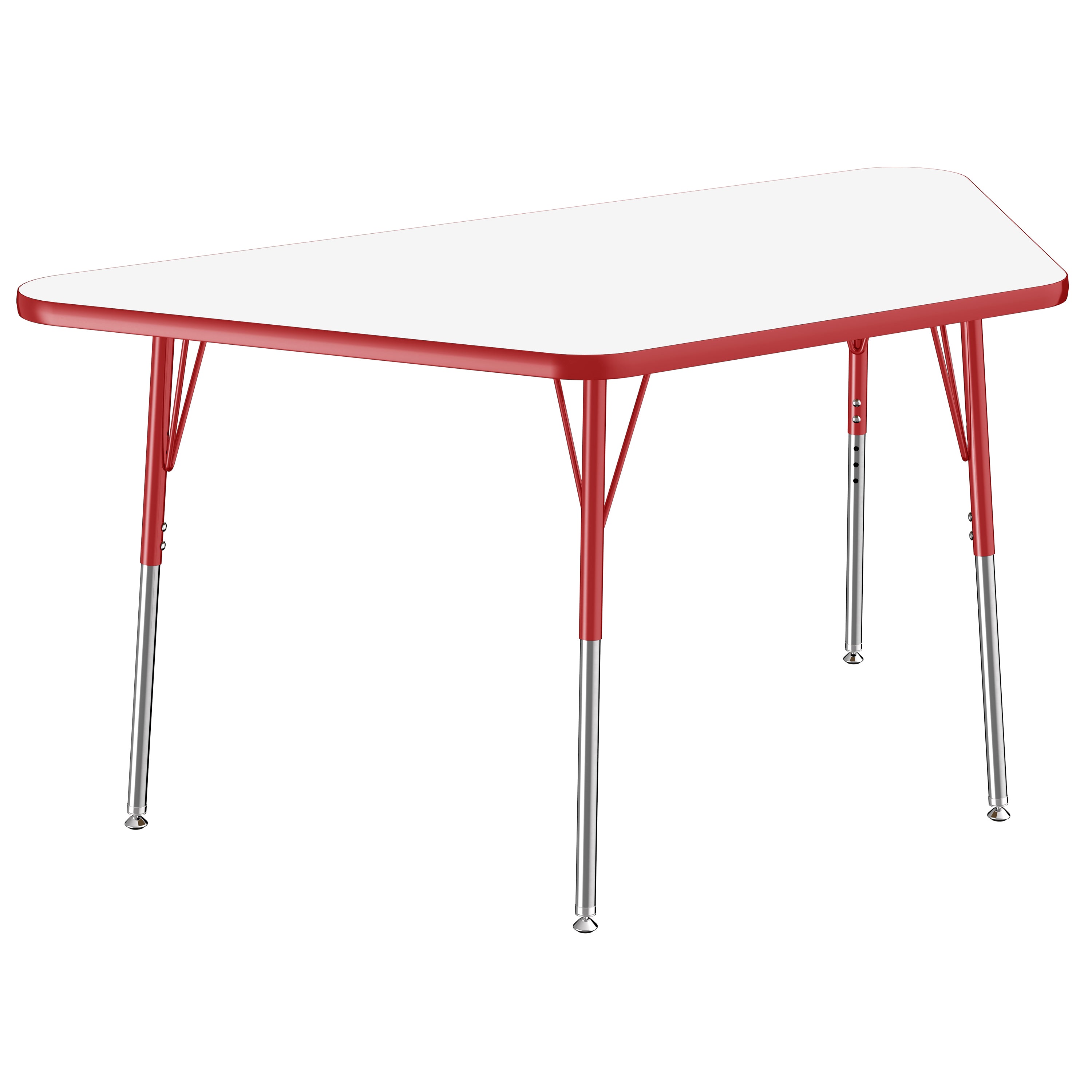 30" x 60" Trapezoid Dry-Erase Activity Table with Adjustable Standard Swivel Glide Legs - Whiteboard/Red