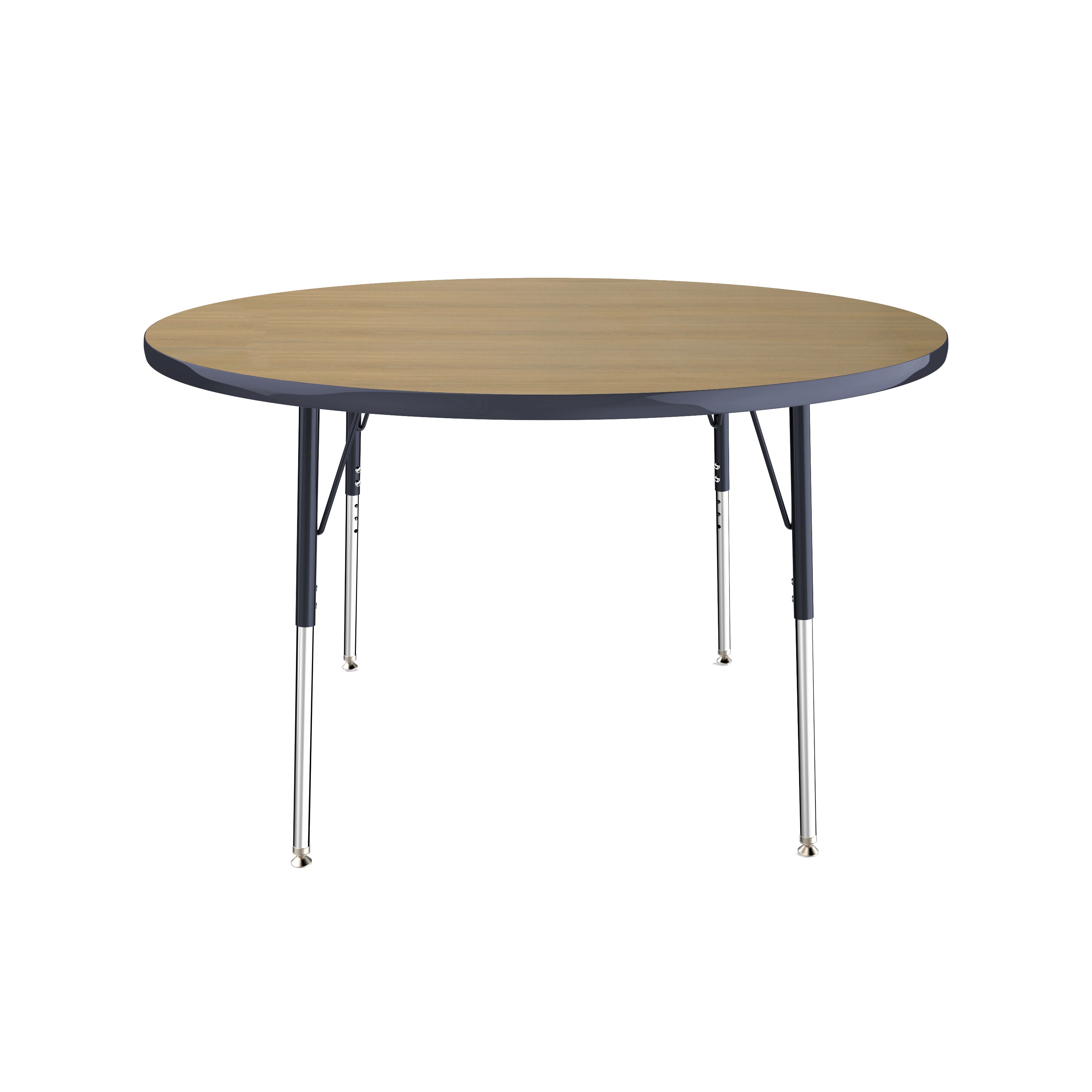 48" Round T-Molding Activity Table with Adjustable Standard Swivel Glide Legs - Pasadena Oak/Navy