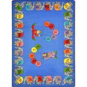 Circus Elephant Parade 3'10" x 5'4" area rug in color Multi