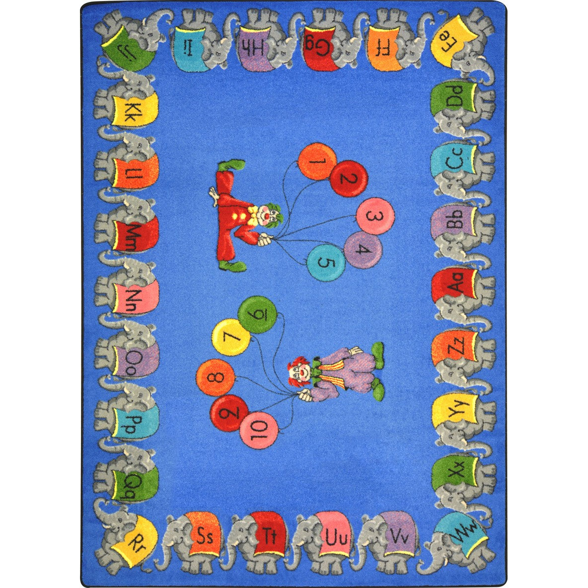 Circus Elephant Parade 5'4" x 7'8" area rug in color Multi
