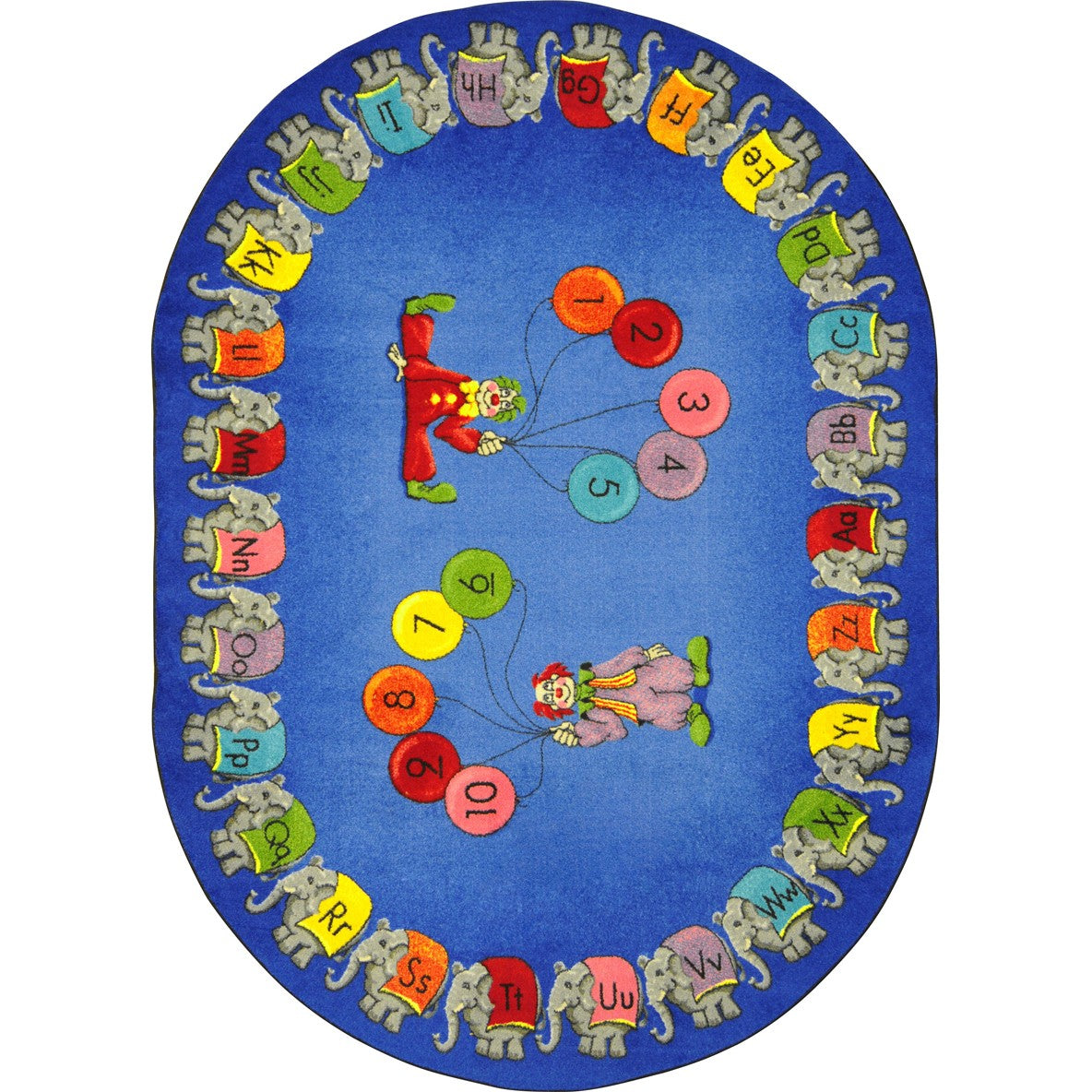 Circus Elephant Parade 7'8" x 10'9" Oval area rug in color Multi