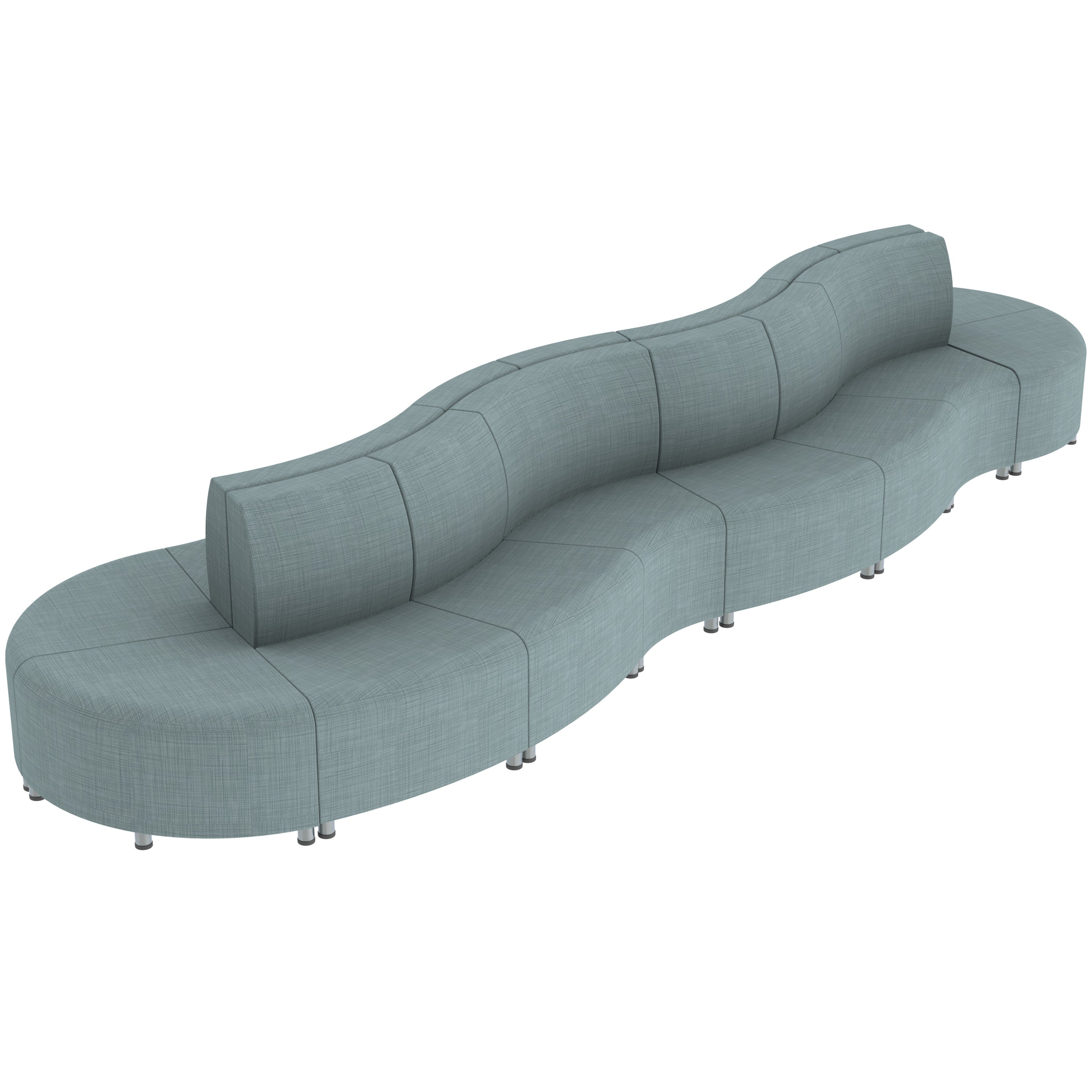Pro Series Connect Curved Swell Seating, 16-Piece Set - Sky Blue Crosshatch
