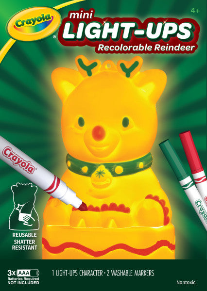 Crayola Light-Ups - Reindeer, Recolorable Light Up Reindeer Toy, Glow In The Dark, Holiday Decor, Reindeer Gift for Kids, 4+