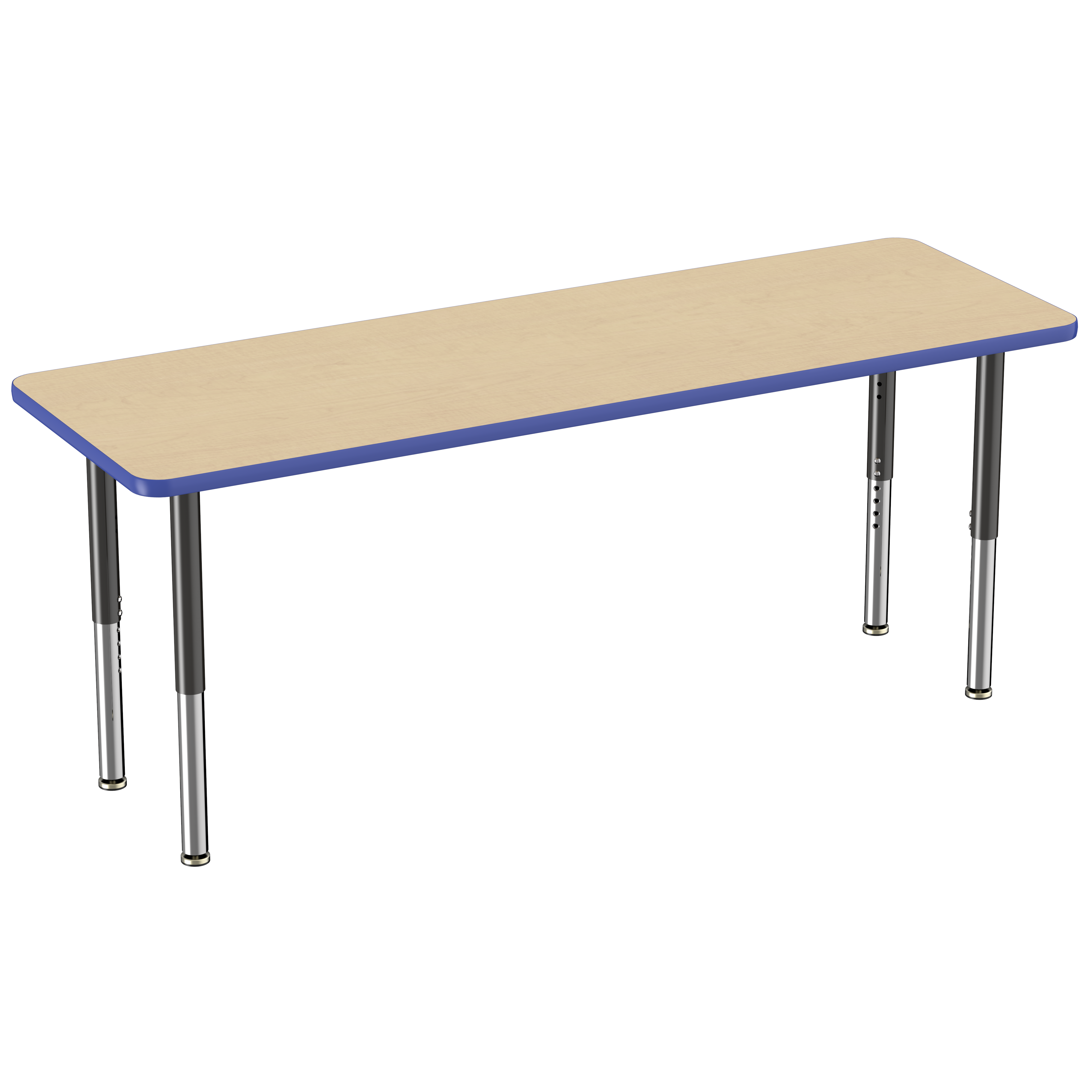 24" x 72" Rectangle T-Molding Activity Table with Adjustable Super Legs - Maple/Blue/Black