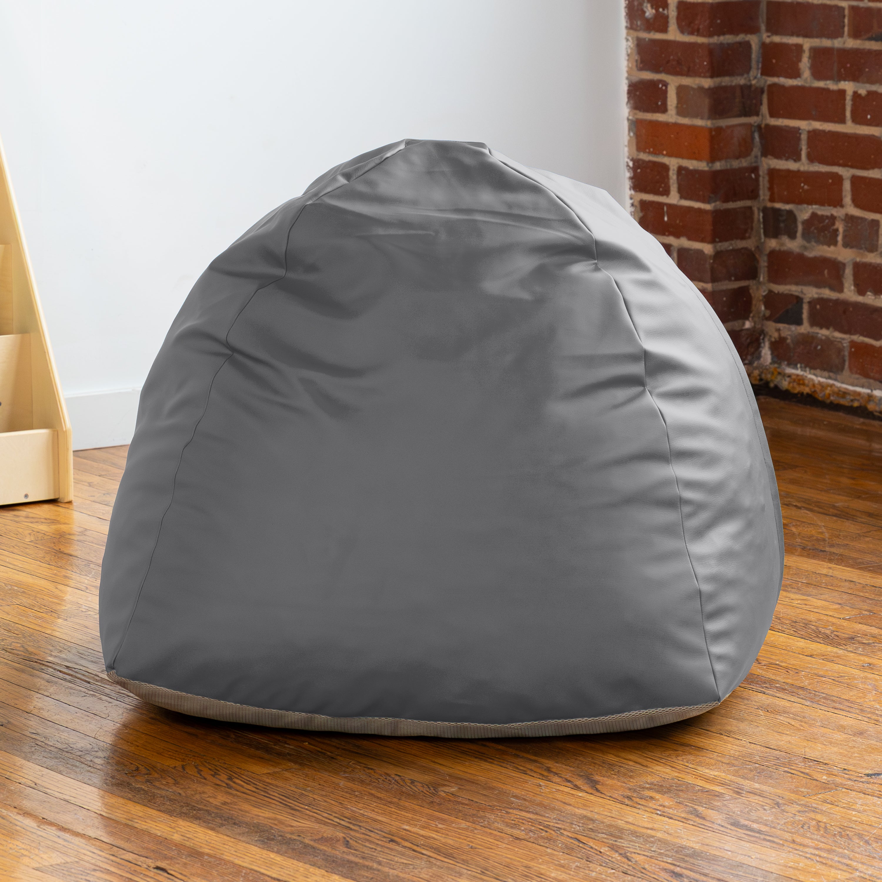 Jaxx Gumdrop Jr. Kids Bean Bag for Early Childhood & Educational Environments, Premium Vinyl - Charcoal