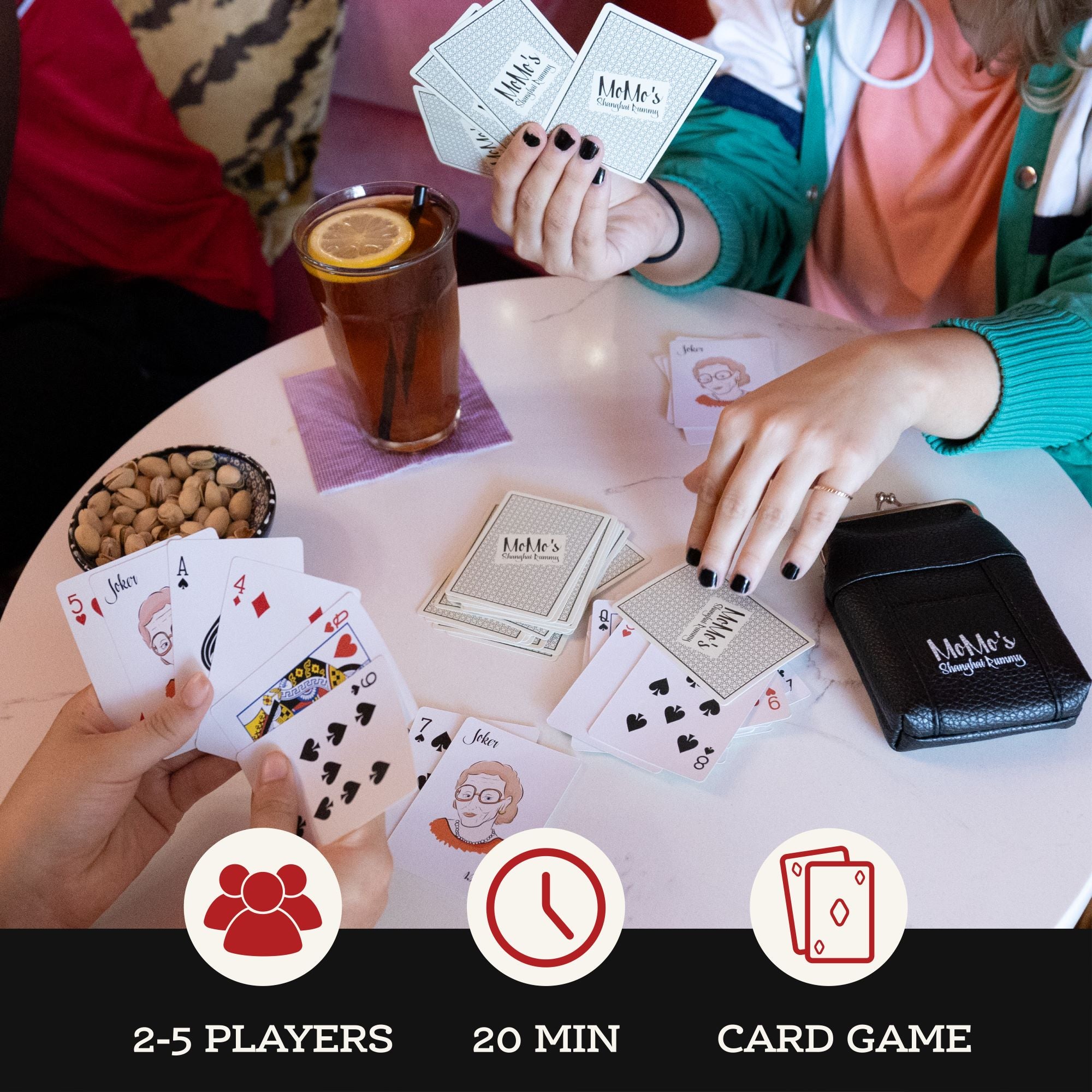 Spin Master Games, SolidRoots Momo's Shanghai Rummy Card Game, 2-5 Player Rummy Game | Family Games | Travel Games | Adult Games | Camping Games | Party Games for Adults & Kids 8+