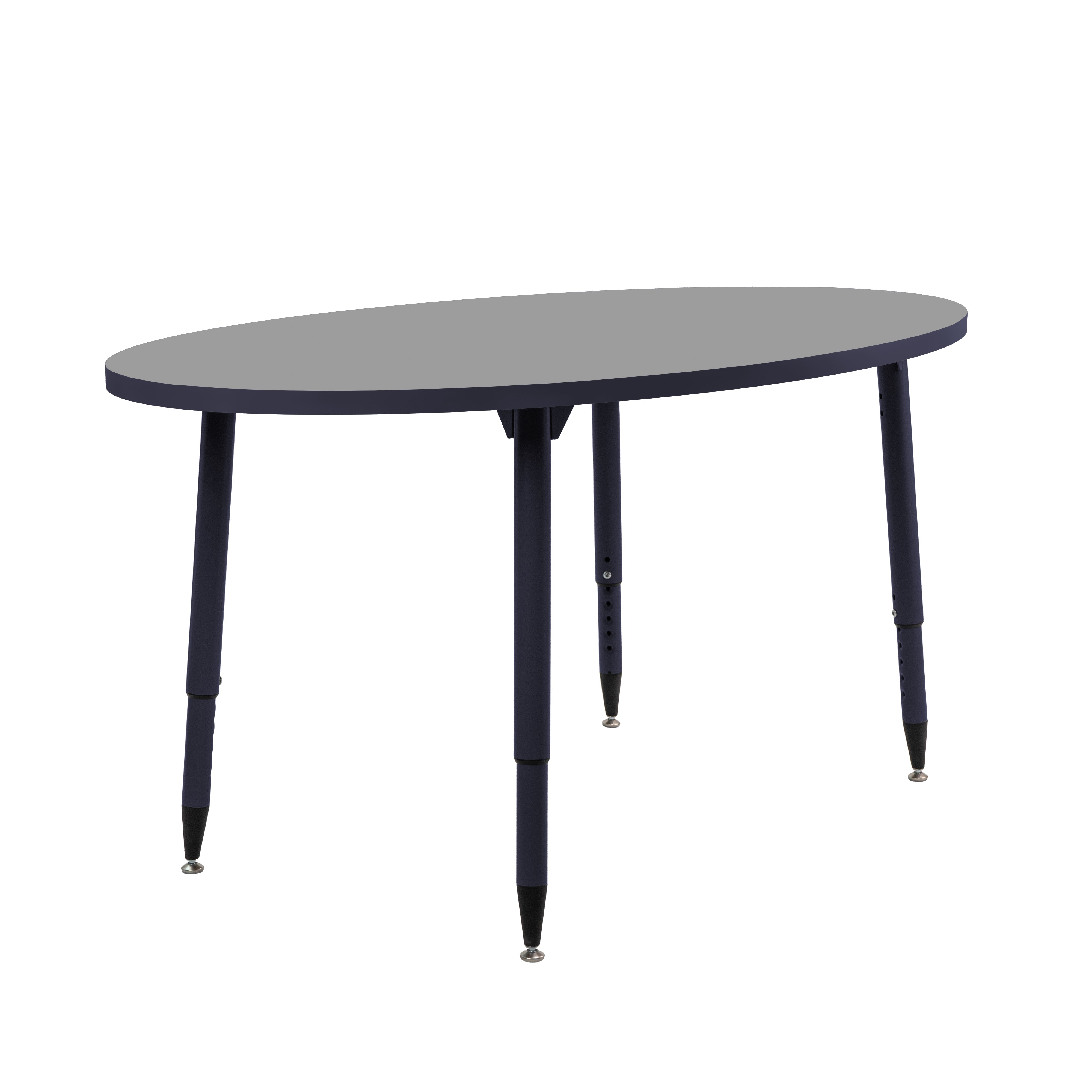 Adapte 30" x 60" Oval Thermofused Activity Table with Adjustable Tapered Legs - Gray/Navy