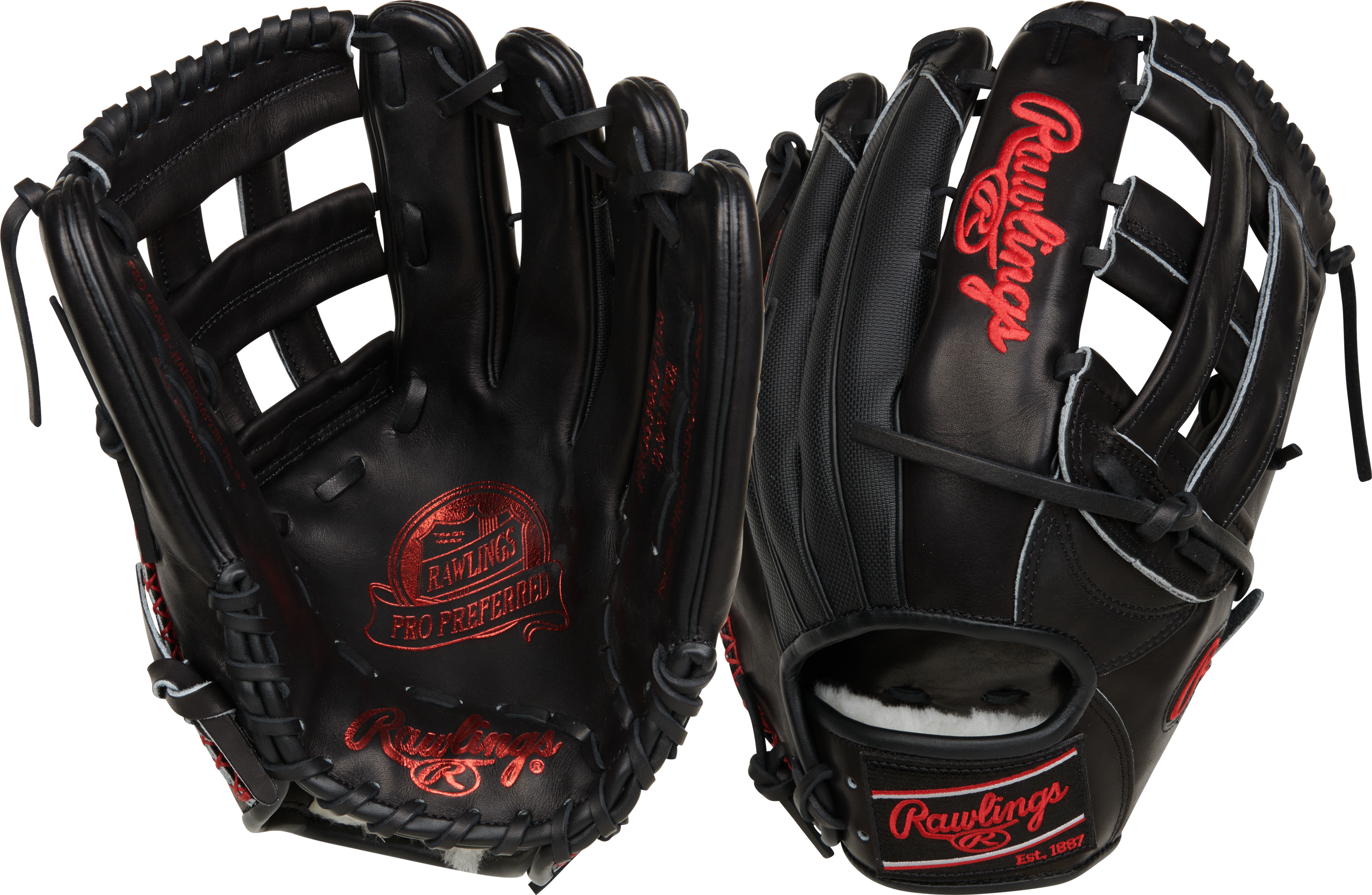 Rawlings Pro Preferred Series 12.75-Inch Baseball Glove - Right Hand Thrower - Black/Speedshell