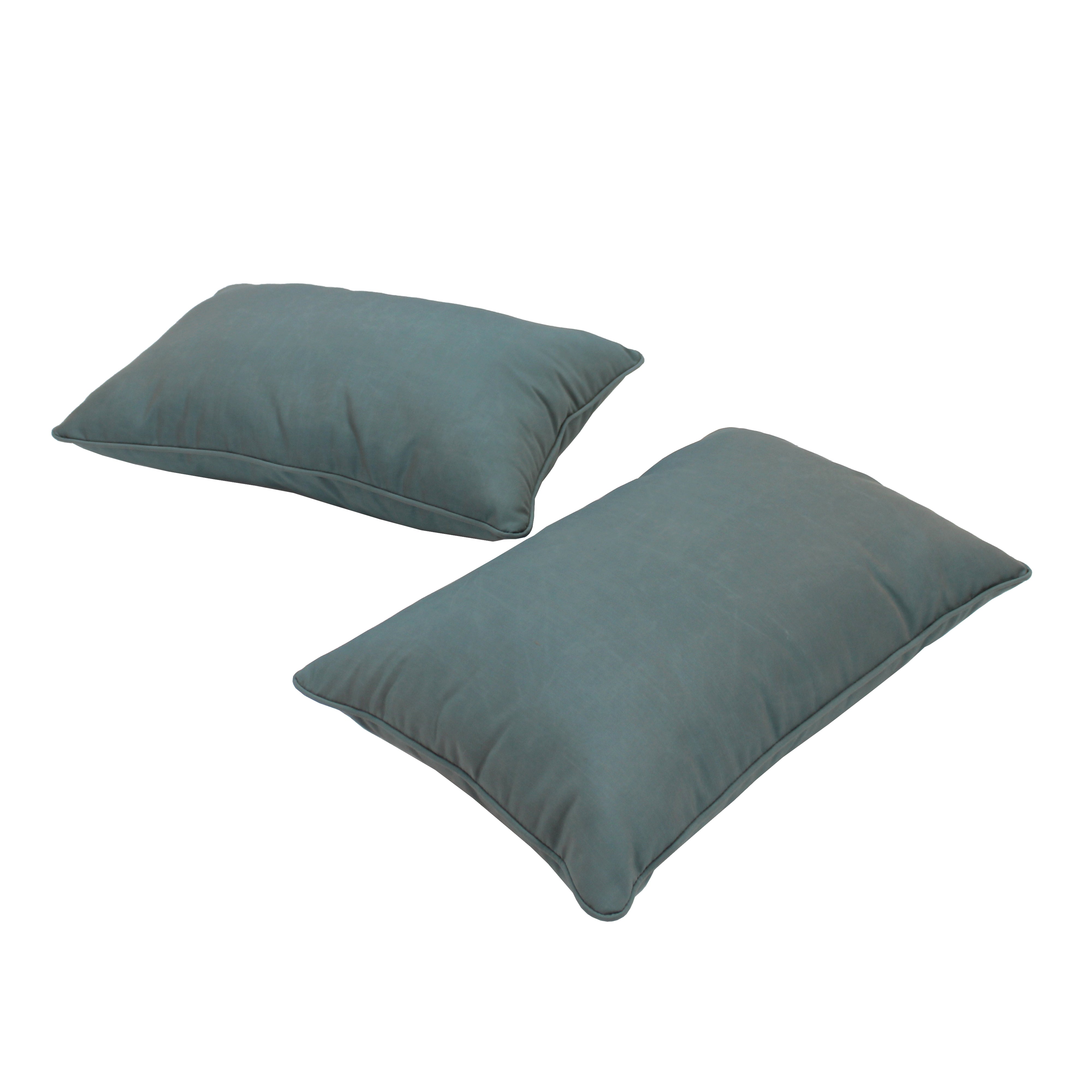 Presidio 12" x 20" Lumbar Indoor/Outdoor Pillow with Piping, 2-Piece - Dusty Turquoise