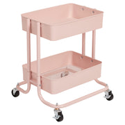 2-Tier Metal Rolling Utility Cart - Pink