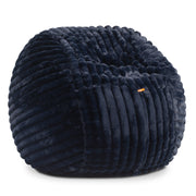 Jaxx Saxx 4ft - Large Round Bean Bag for Adults - Made in the USA - Luxuriously Soft Plush Faux Fur, Midnight Blue